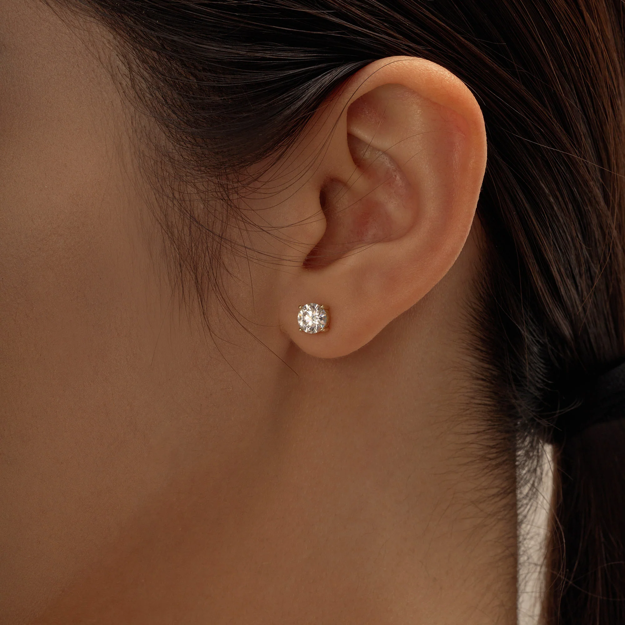 1.6 Carat Moissanite 4-Prong Basket Setting Stud Earrings in 14K Gold - Image 4