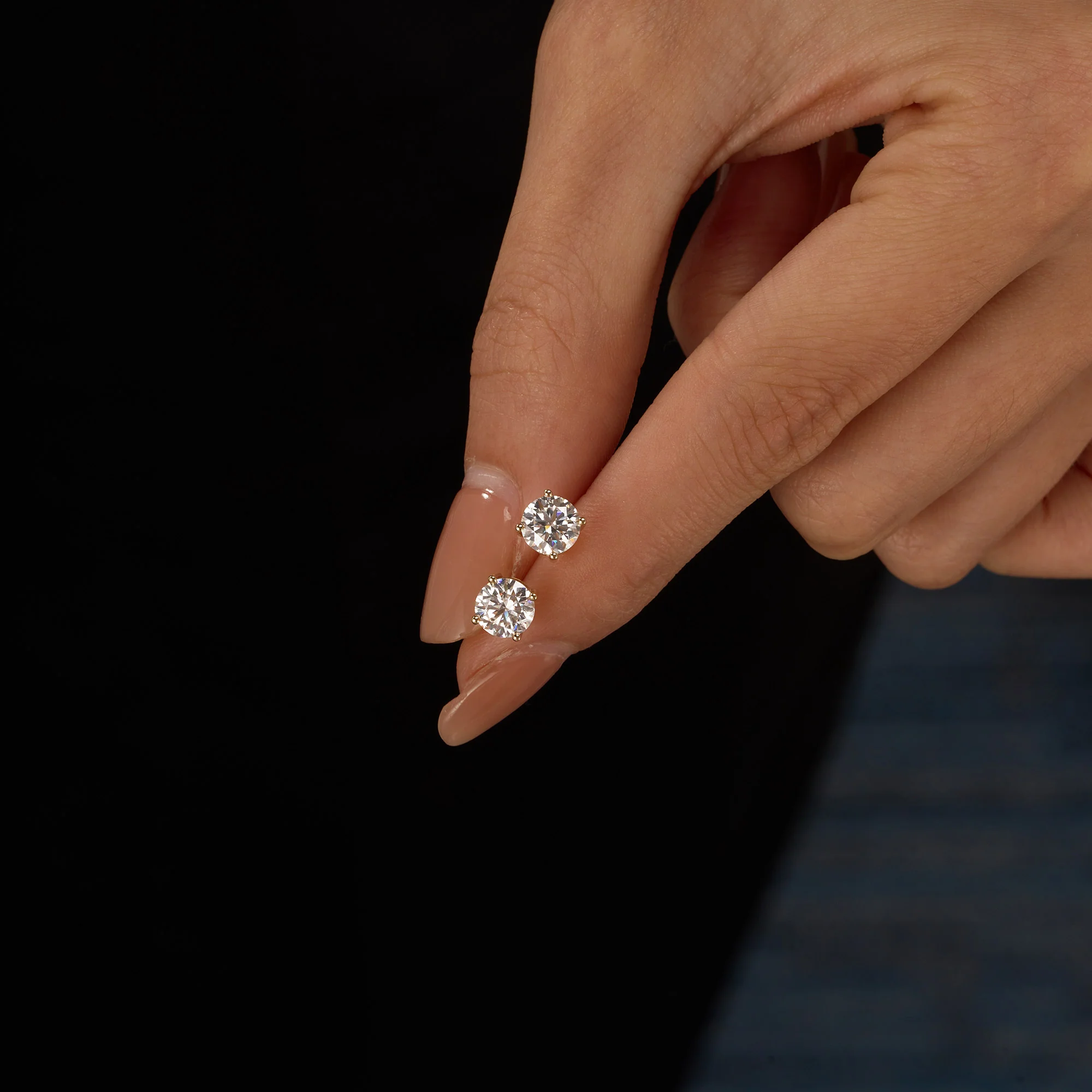 1.6 Carat Moissanite 4-Prong Basket Setting Stud Earrings in 14K Gold - Image 6