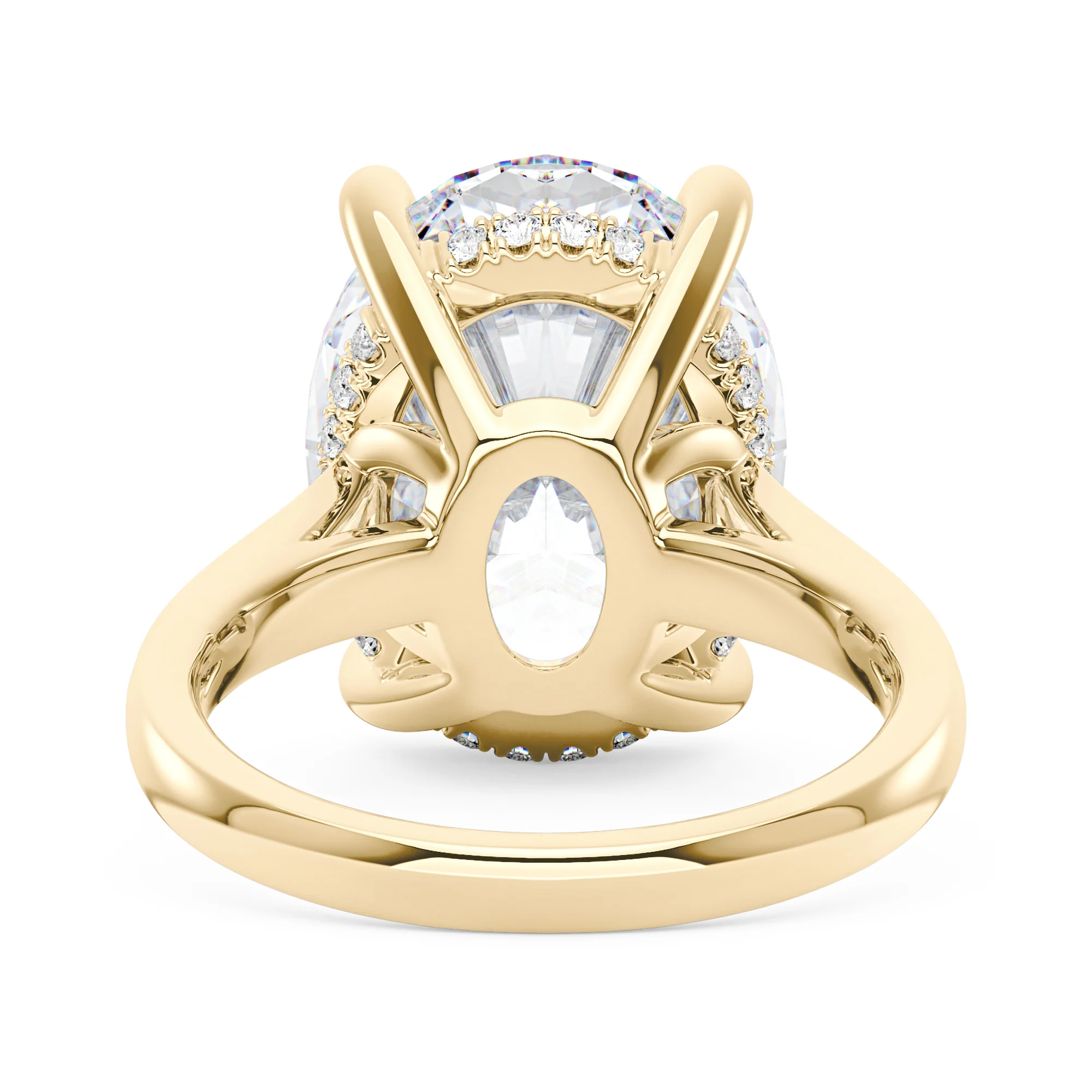 14 Carat Oval Shaped Moissanite Paved Engagement Ring in 14K Gold - Image 3