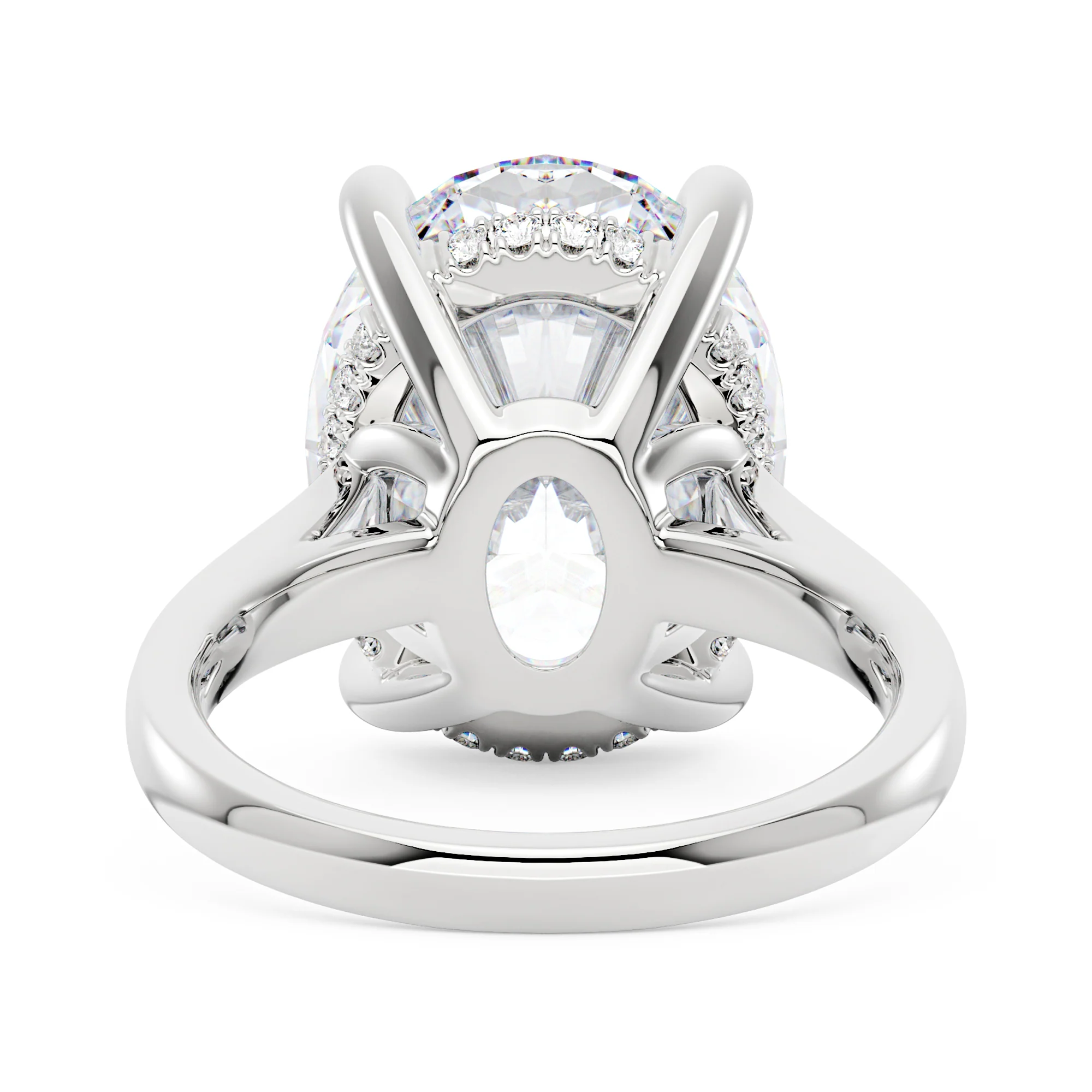 14 Carat Oval Shaped Moissanite Paved Engagement Ring in 14K Gold - Image 6