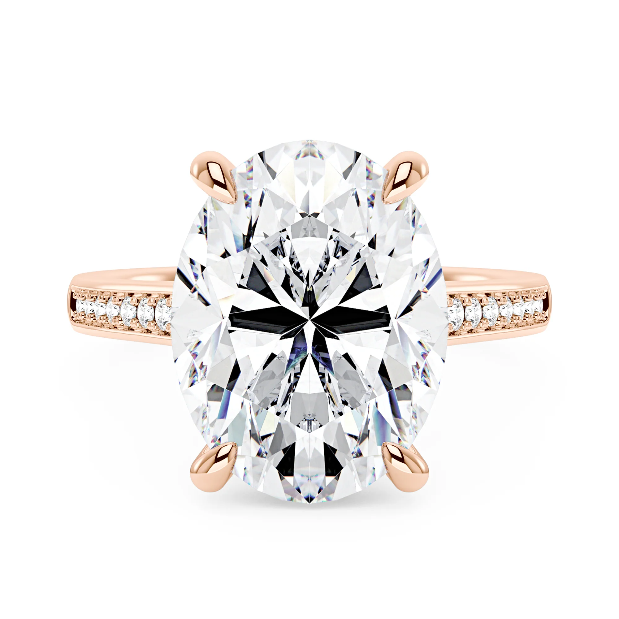 14 Carat Oval Shaped Moissanite Paved Engagement Ring in 14K Gold - Image 7