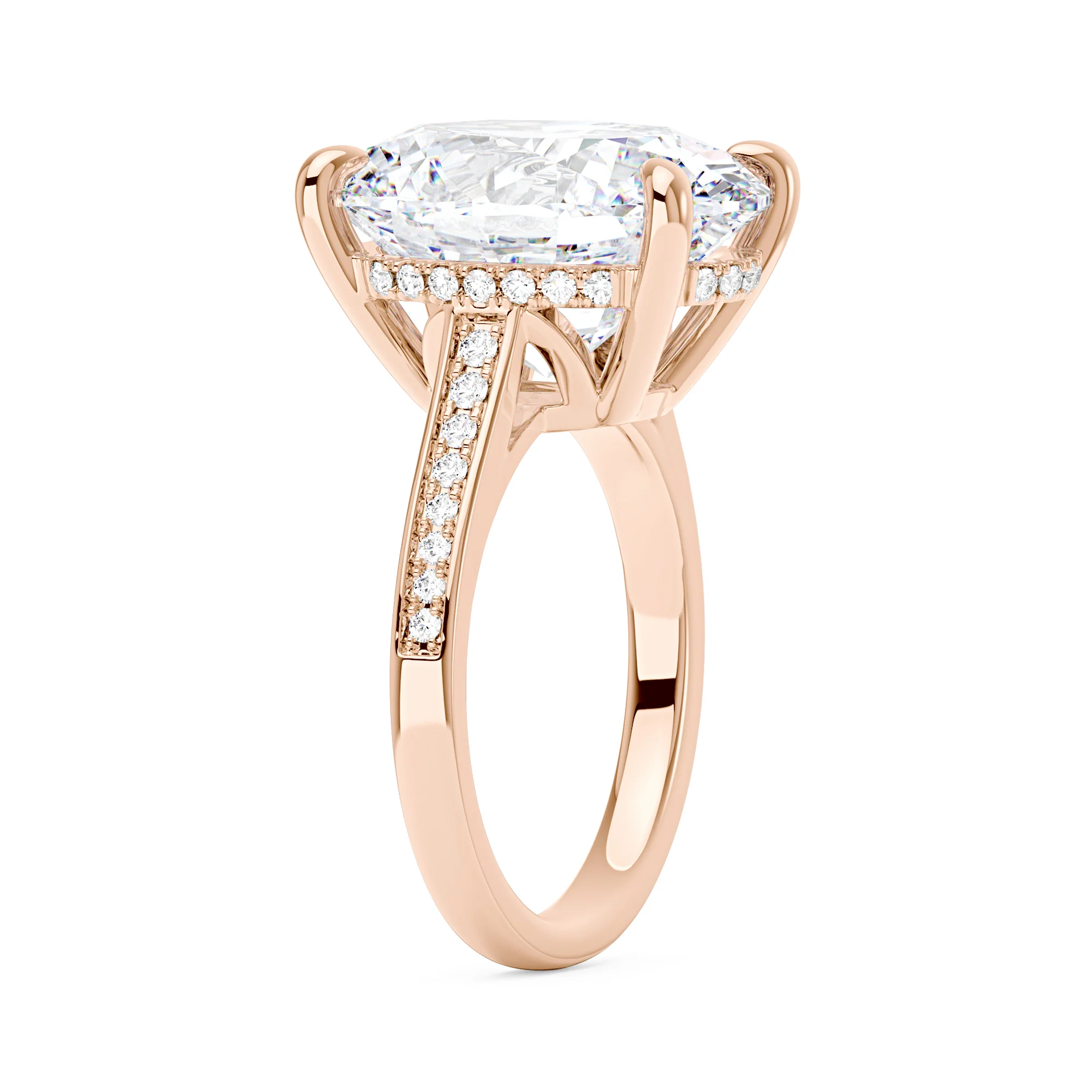 14 Carat Oval Shaped Moissanite Paved Engagement Ring in 14K Gold - Image 8