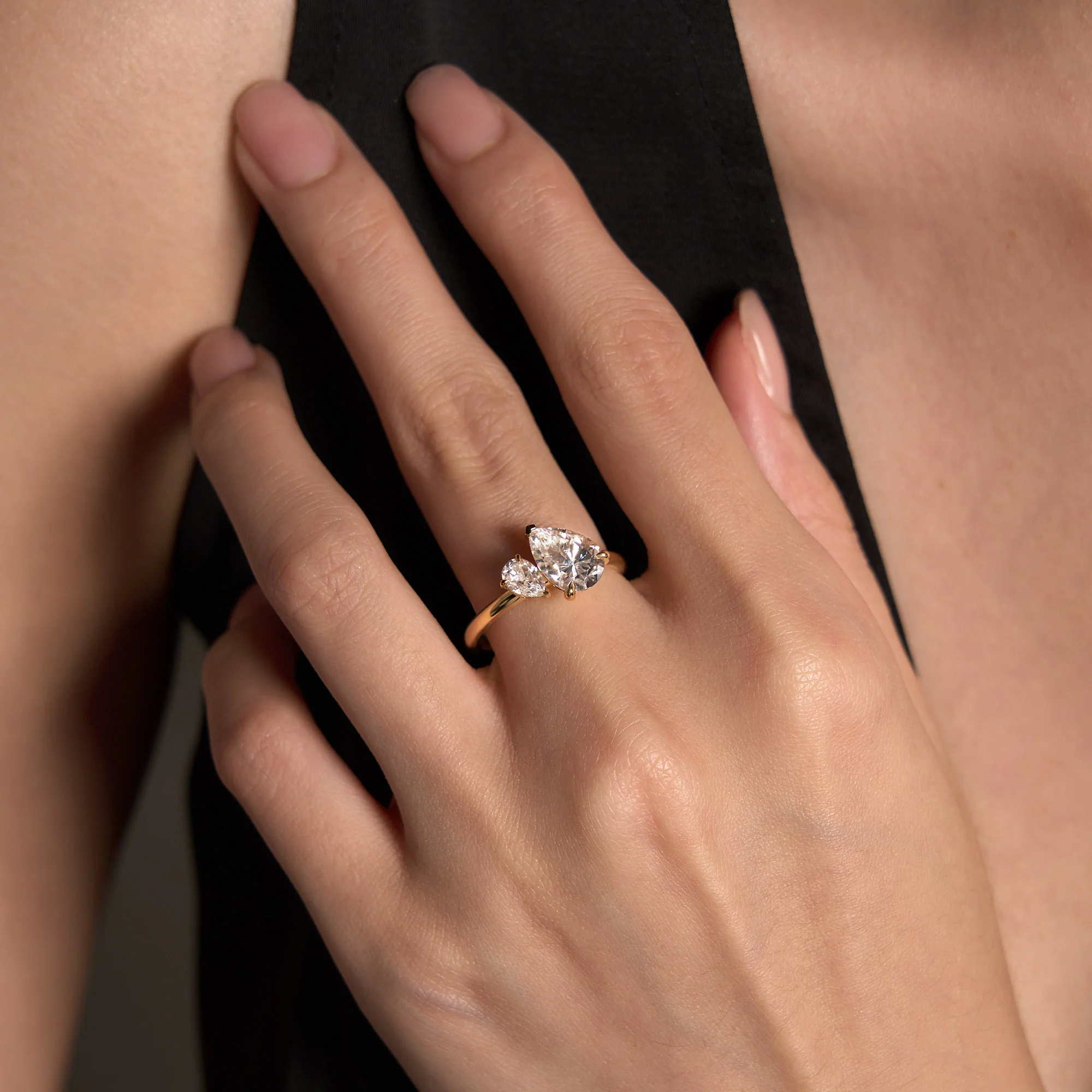2.5 Carat Pear Moissanite Toi et Moi Ring - Image 10