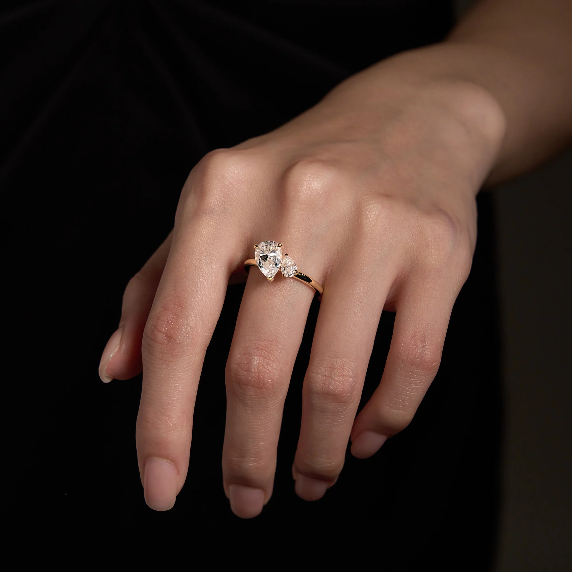 2.5 Carat Pear Moissanite Toi et Moi Ring - Image 13