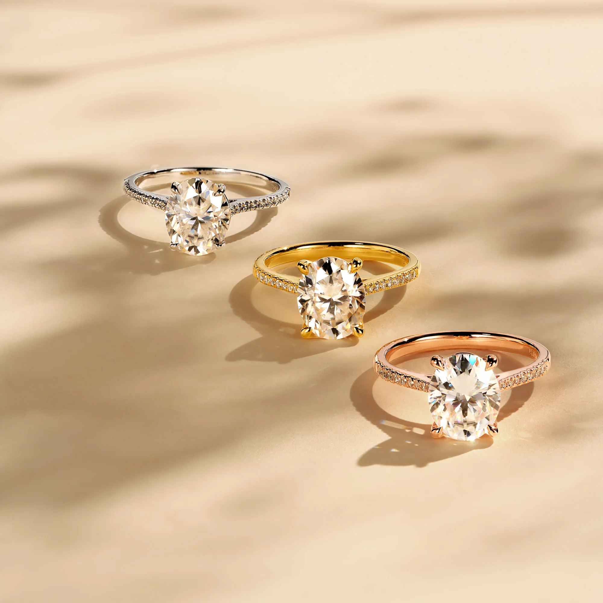 Oval Cut Engagement Ring with Pavé Band - Image 10