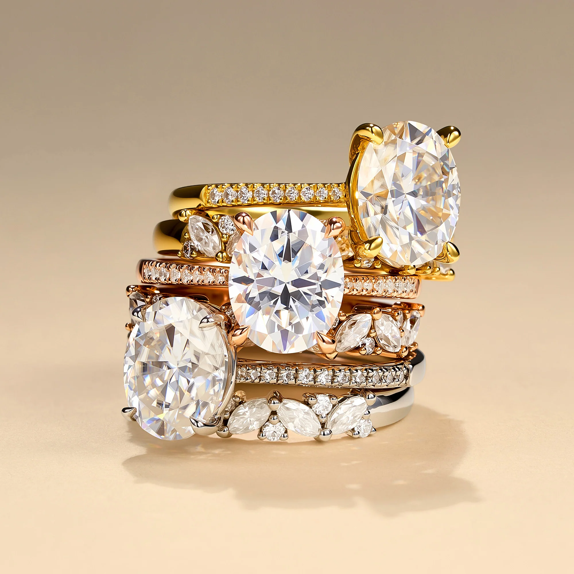 Oval Cut Engagement Ring with Pavé Band - Image 12