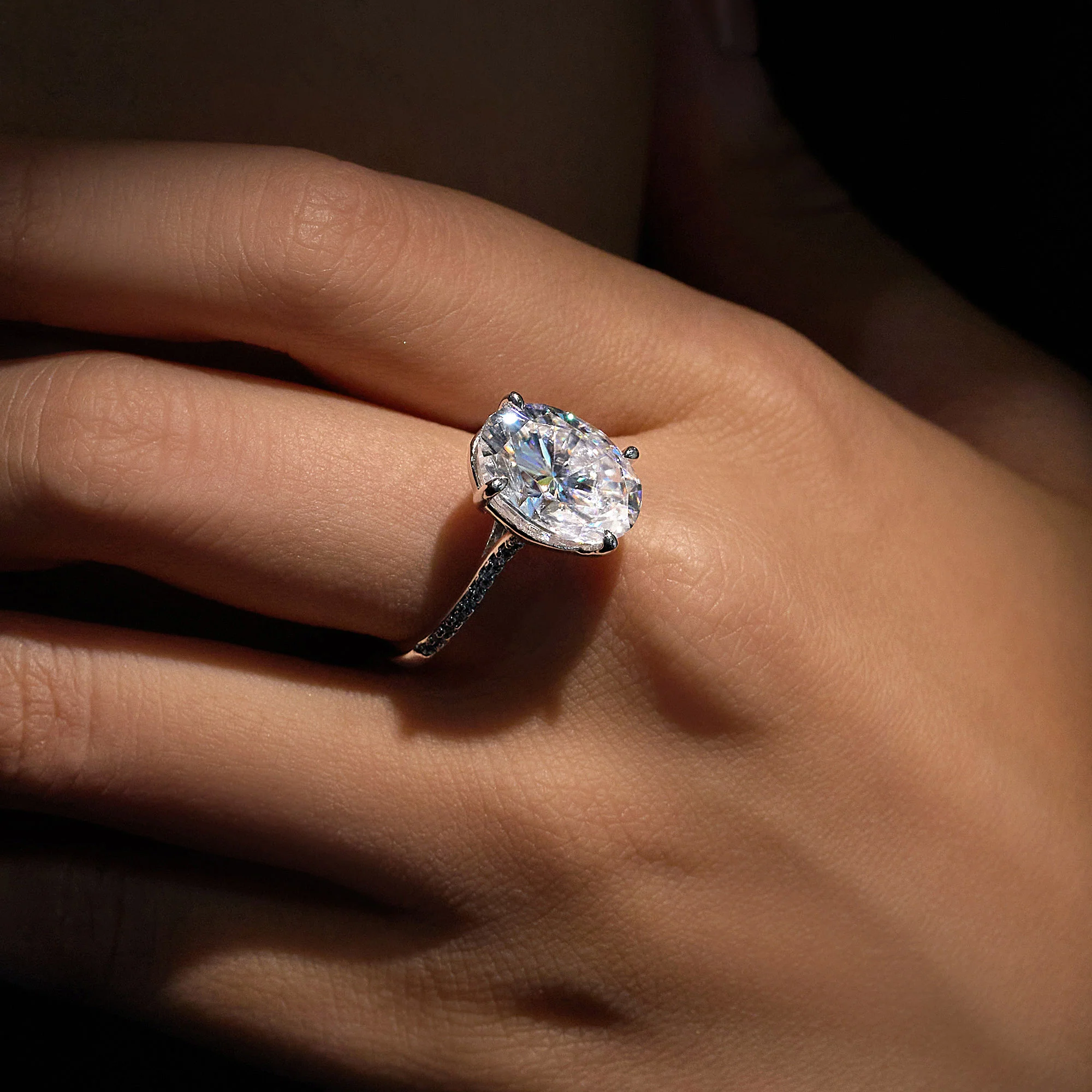 Oval Cut Engagement Ring with Pavé Band - Image 14