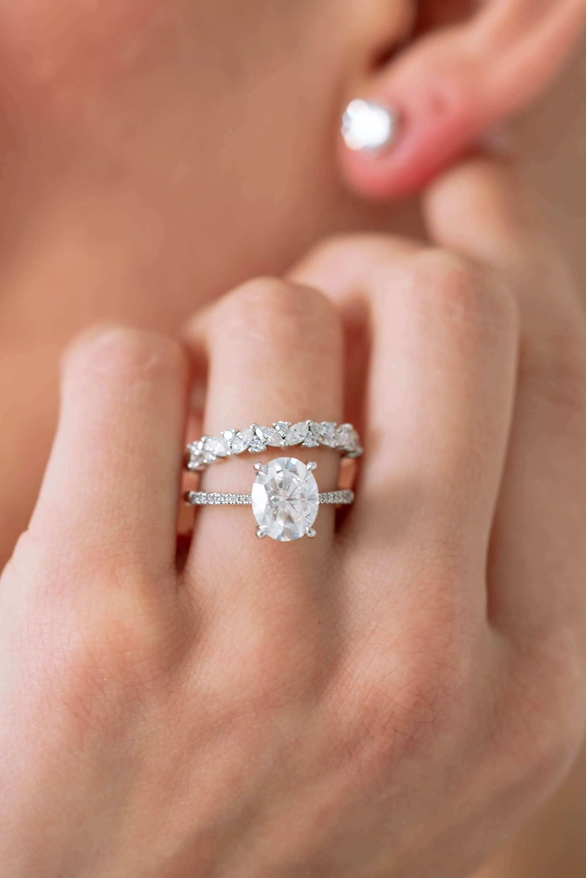 Oval Cut Engagement Ring with Pavé Band - Image 17