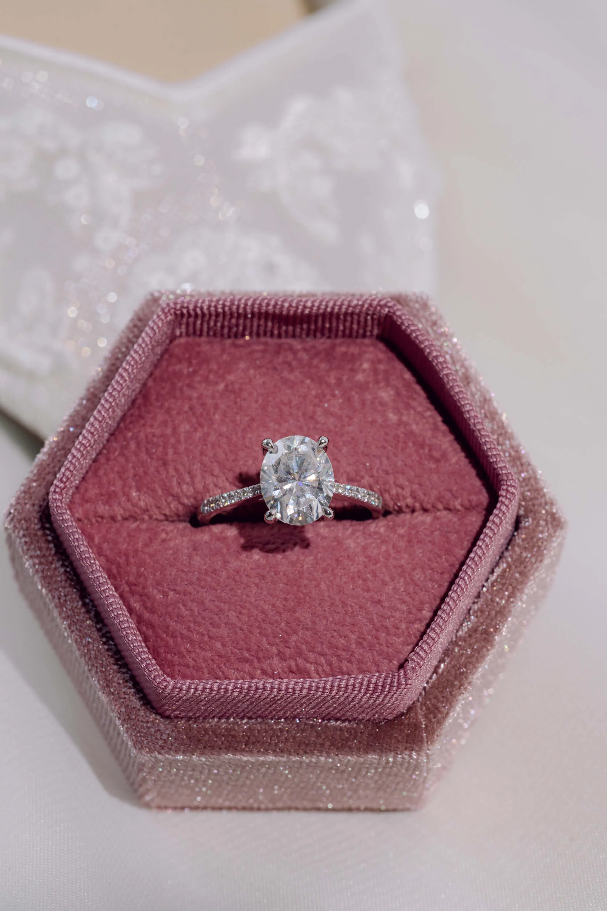Oval Cut Engagement Ring with Pavé Band - Image 19