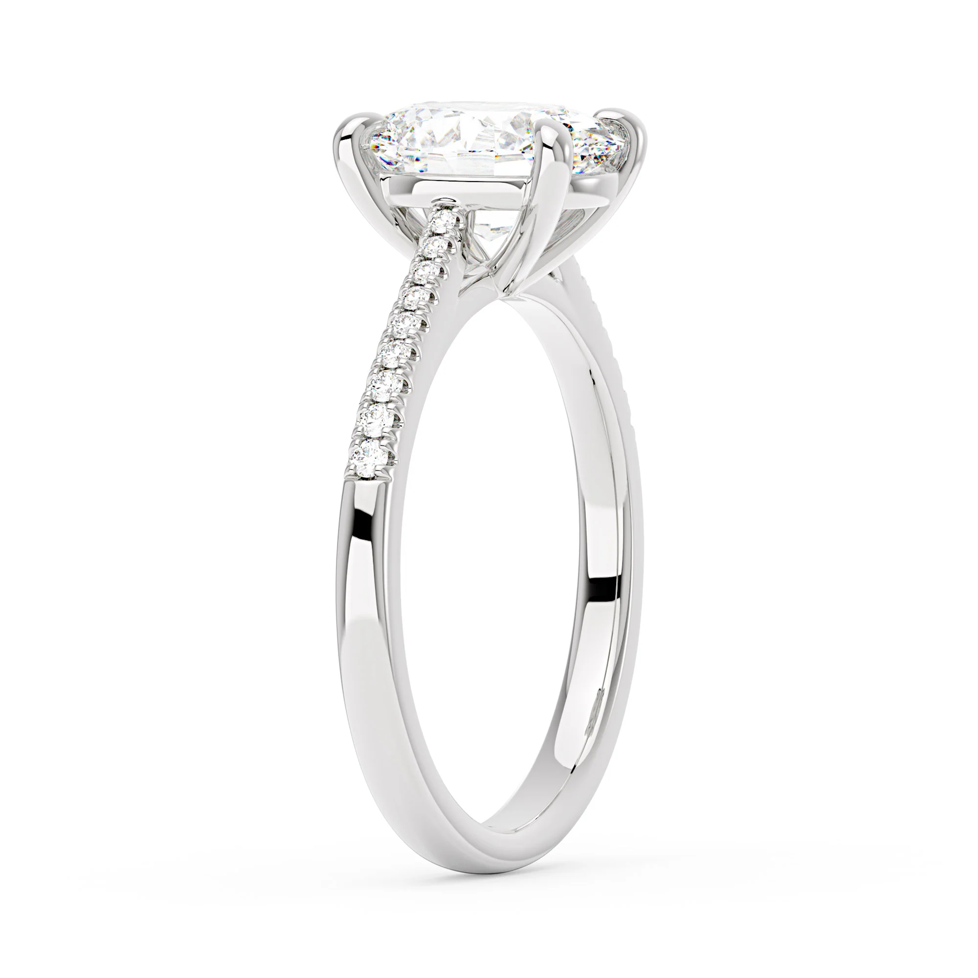 Oval Cut Engagement Ring with Pavé Band - Image 5