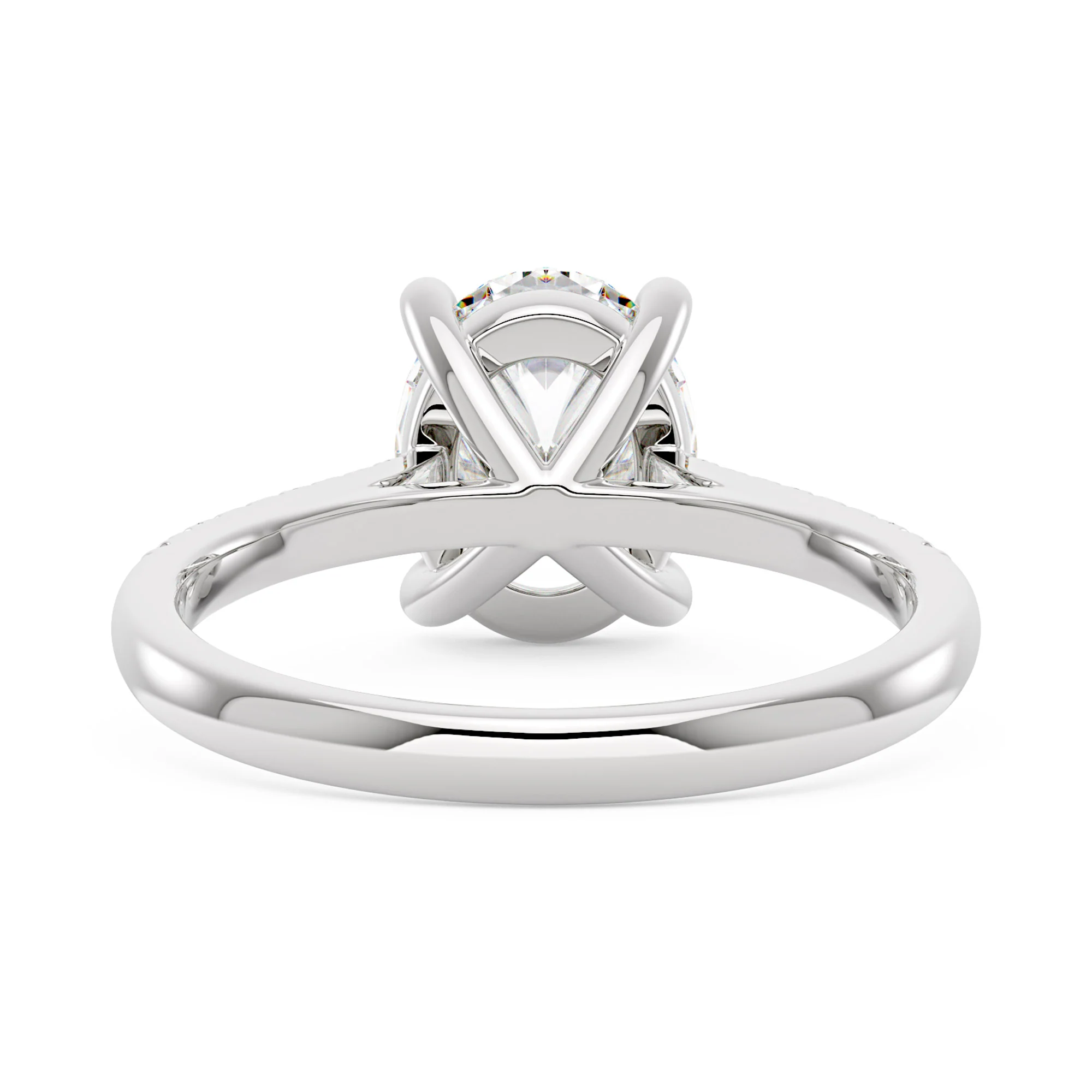 Oval Cut Engagement Ring with Pavé Band - Image 6