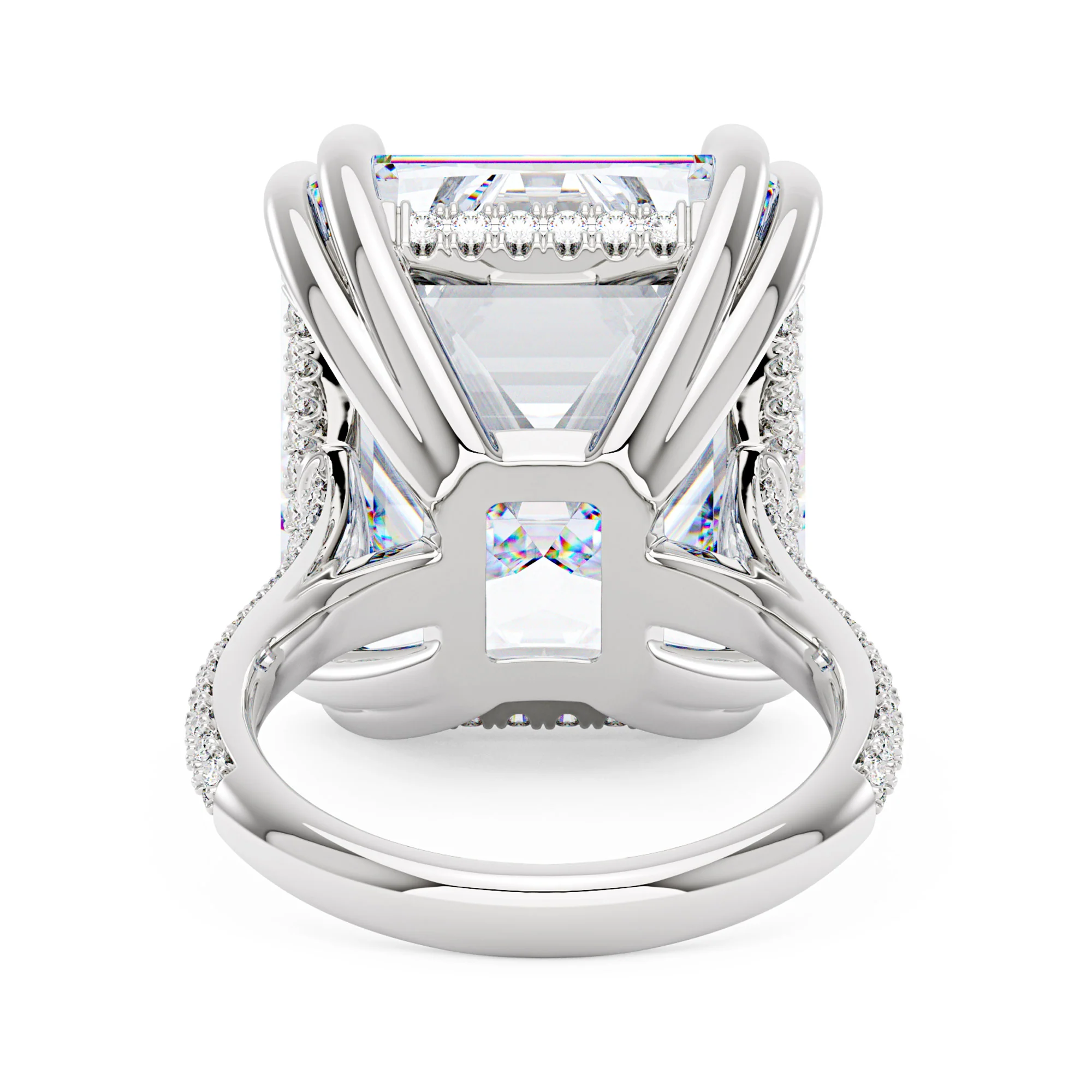 35 Carat Radiant Moissanite Ring with Pave Band in 14K Gold - Image 6