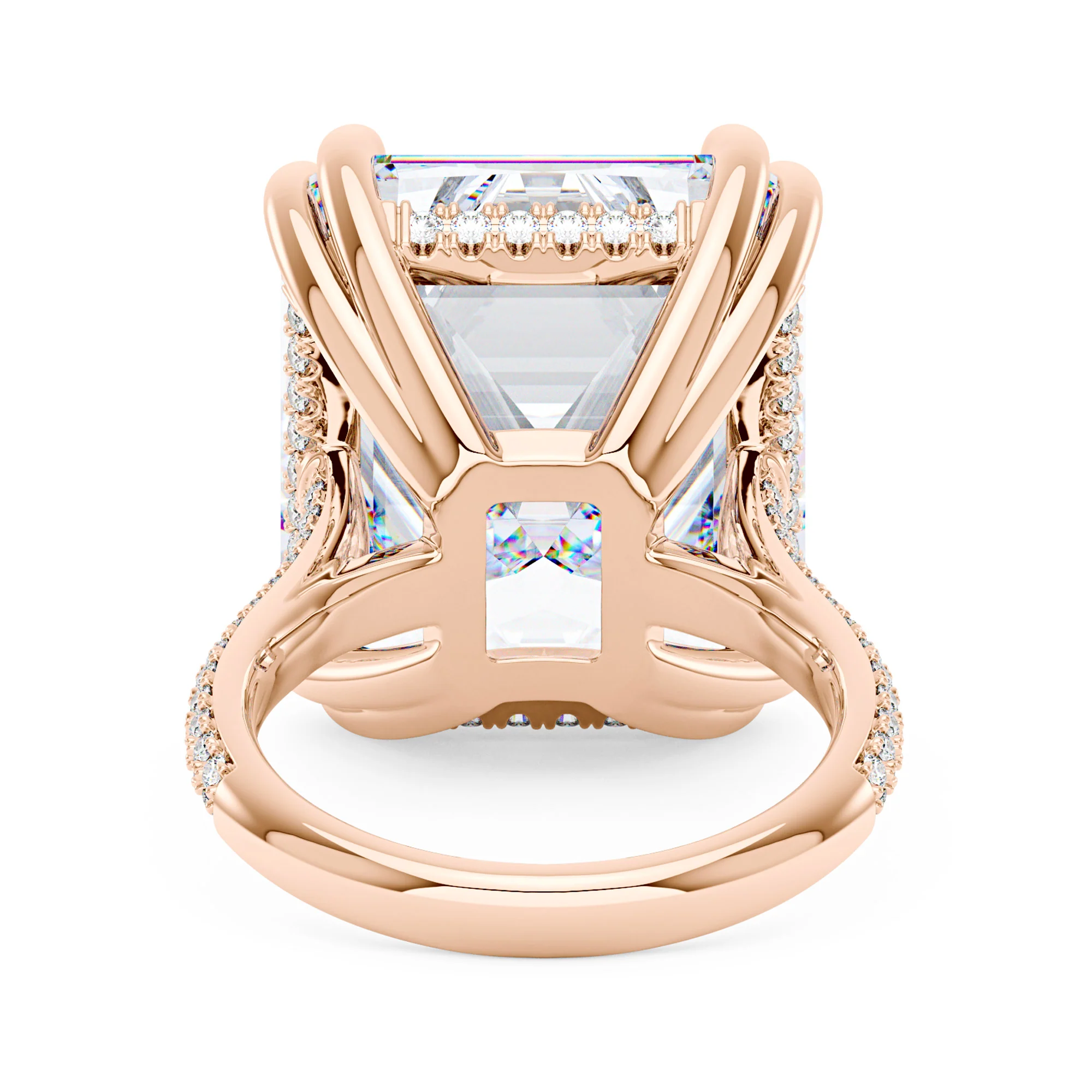 35 Carat Radiant Moissanite Ring with Pave Band in 14K Gold - Image 9