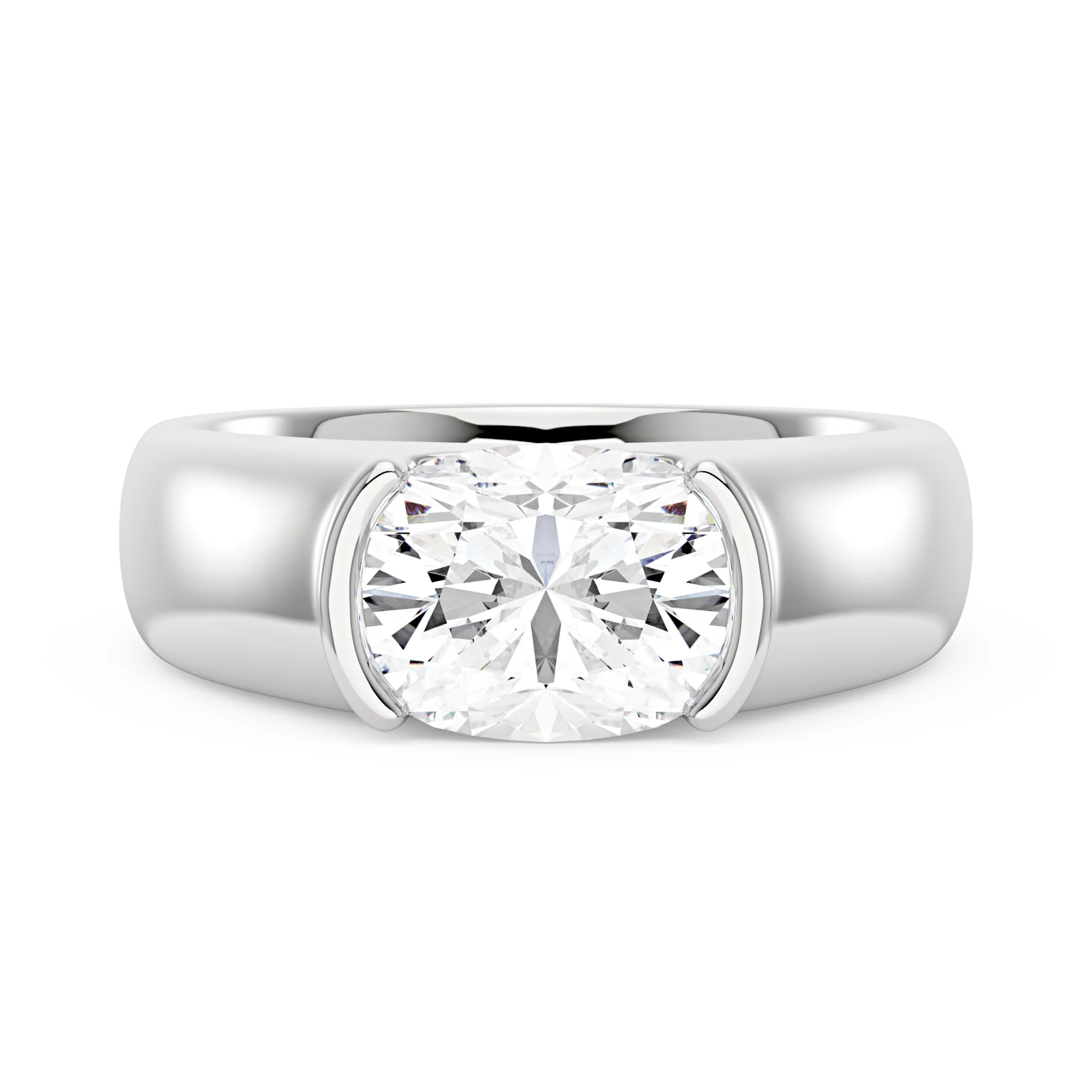 Elongated Cushion Moissanite Sideways Chunky Ring - Image 4