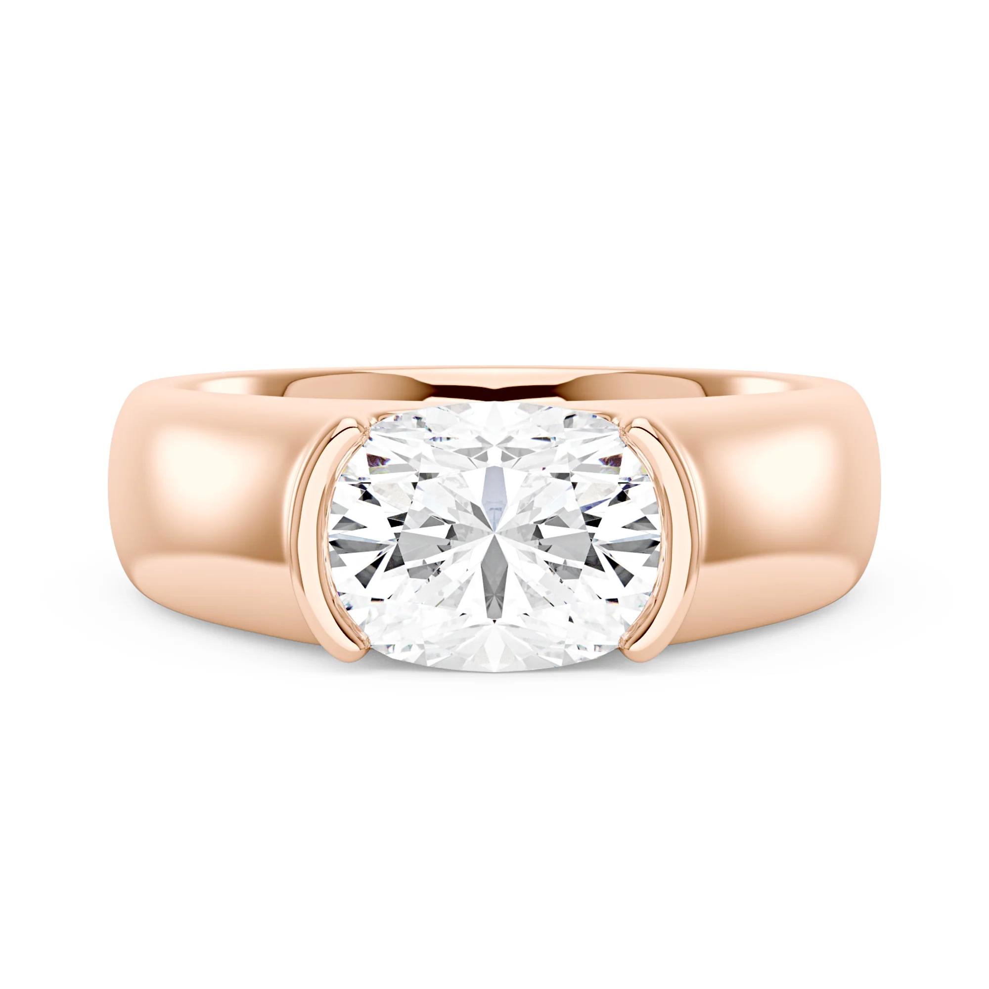 Elongated Cushion Moissanite Sideways Chunky Ring - Image 7