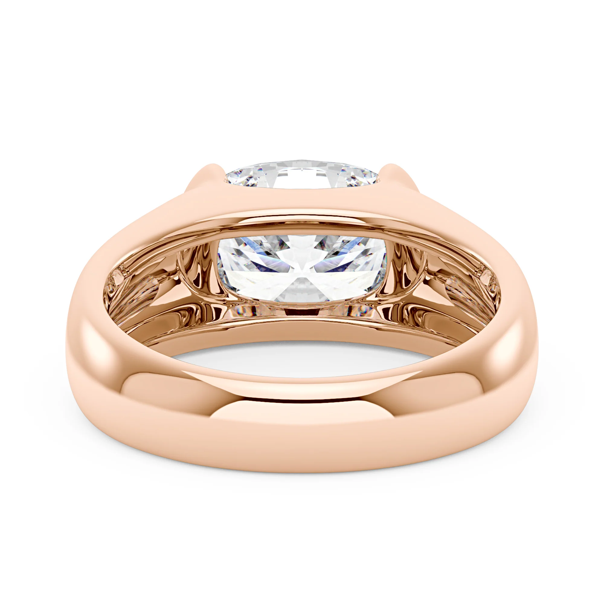 Elongated Cushion Moissanite Sideways Chunky Ring - Image 9