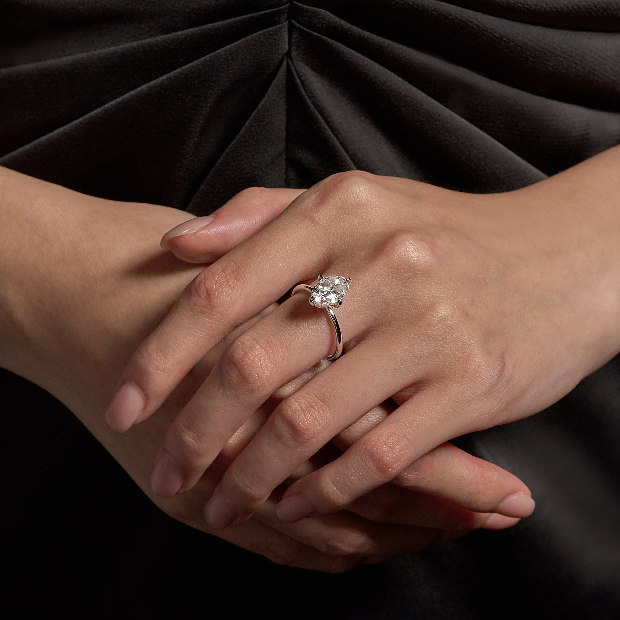 Elongated Oval Moissanite Solitaire Ring - Image 11