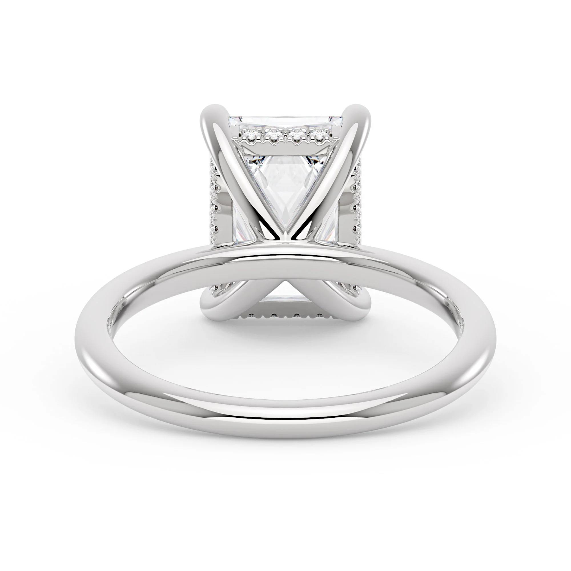 Radiant Moissanite Solitaire Ring with Hidden Halo - Image 3