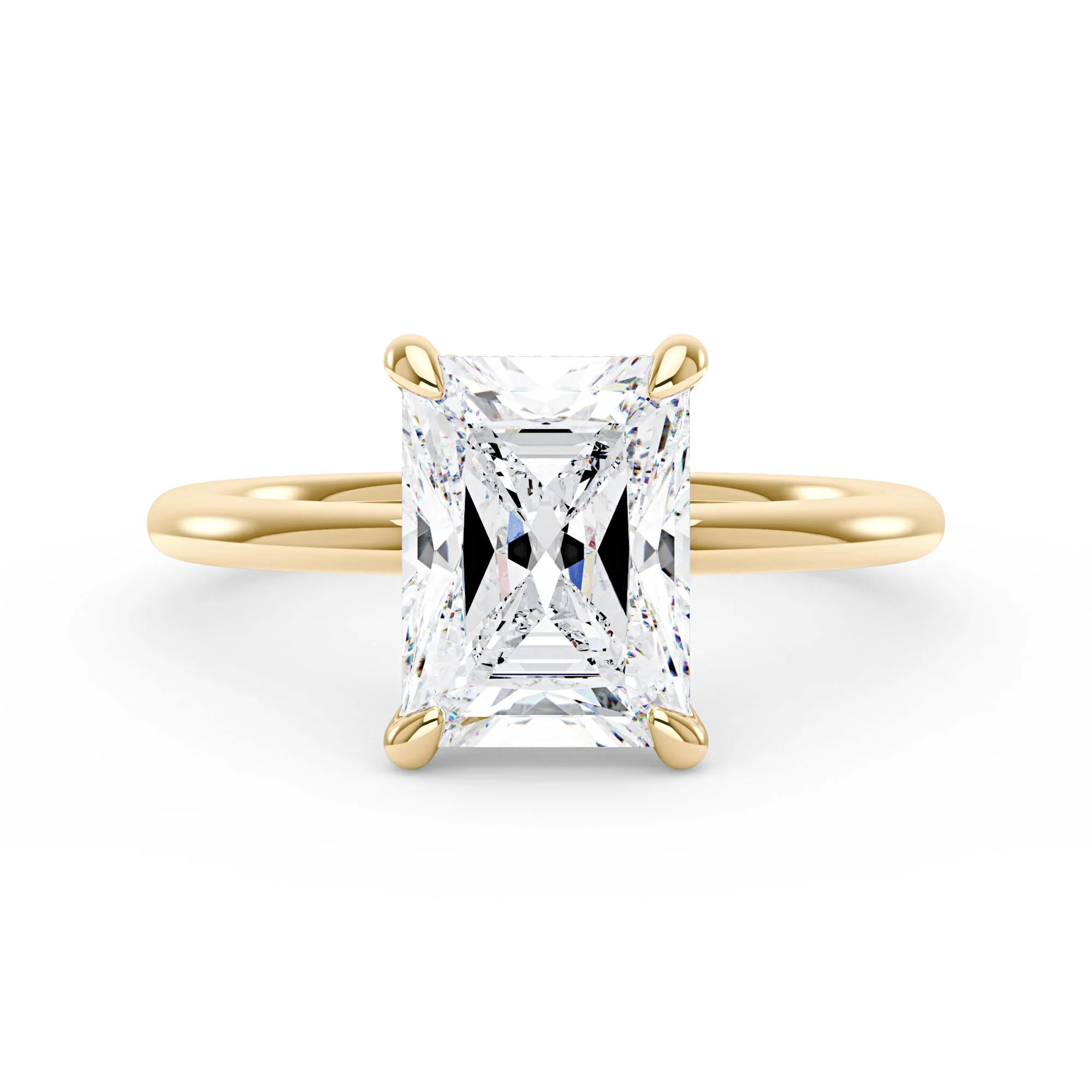 Radiant Moissanite Solitaire Ring with Hidden Halo - Image 4