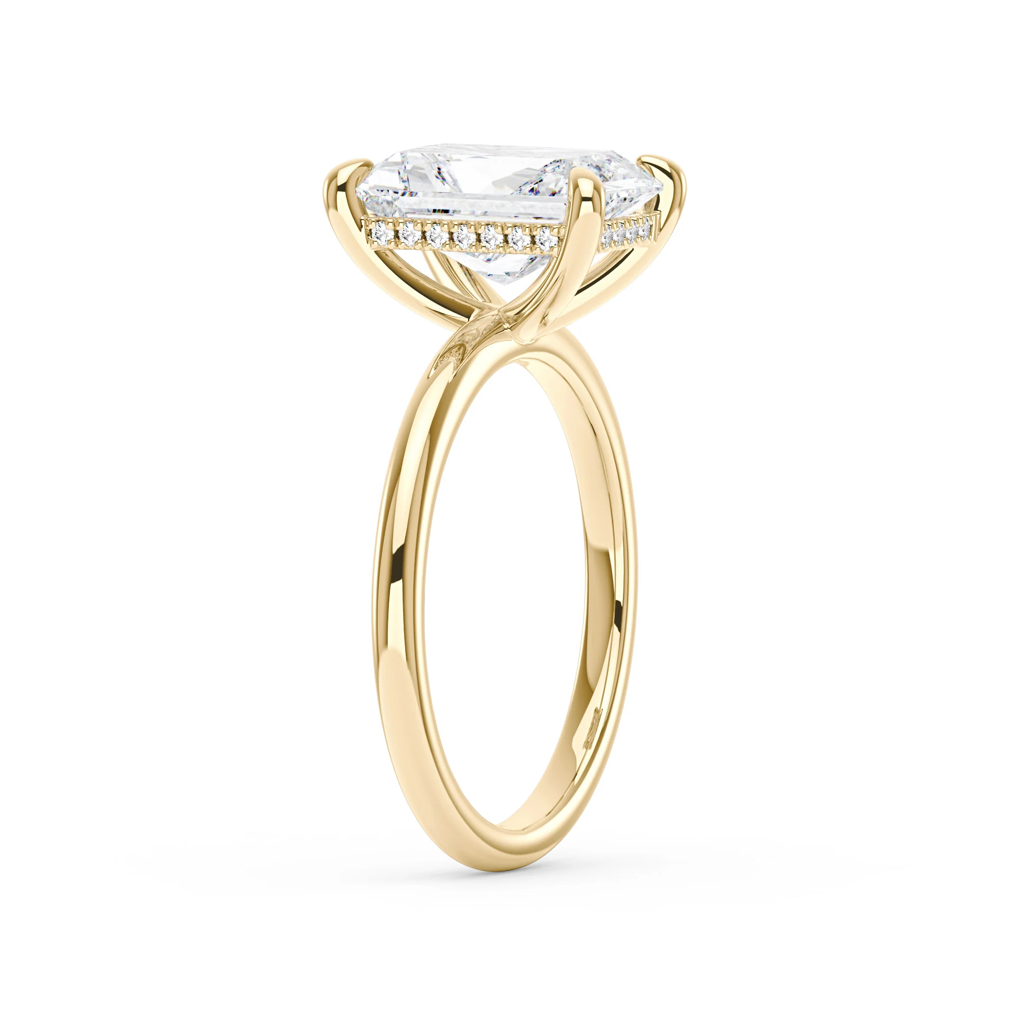 Radiant Moissanite Solitaire Ring with Hidden Halo - Image 5