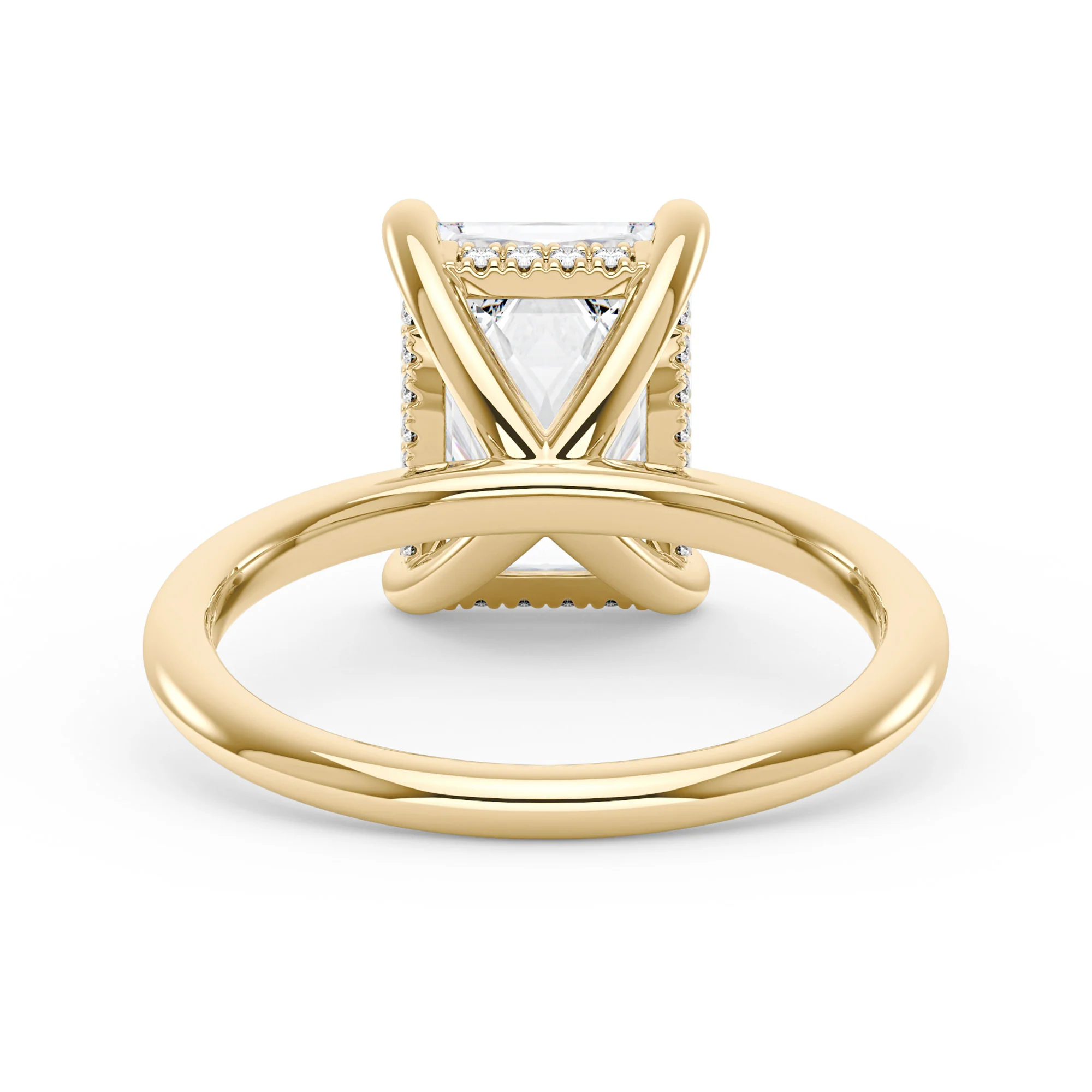 Radiant Moissanite Solitaire Ring with Hidden Halo - Image 6