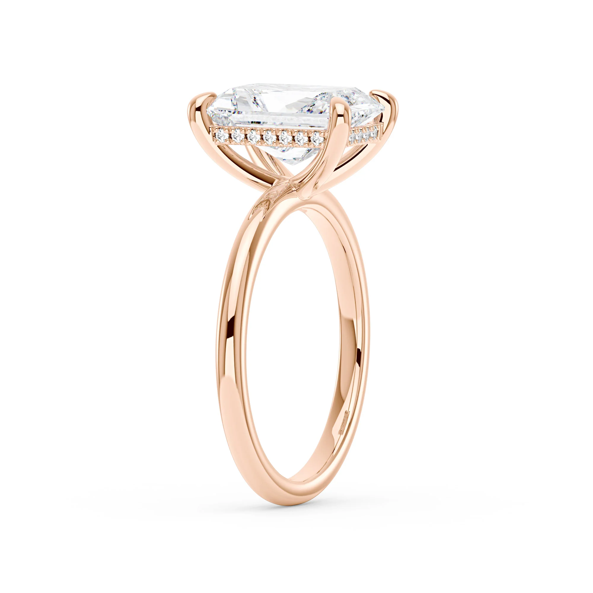 Radiant Moissanite Solitaire Ring with Hidden Halo - Image 8