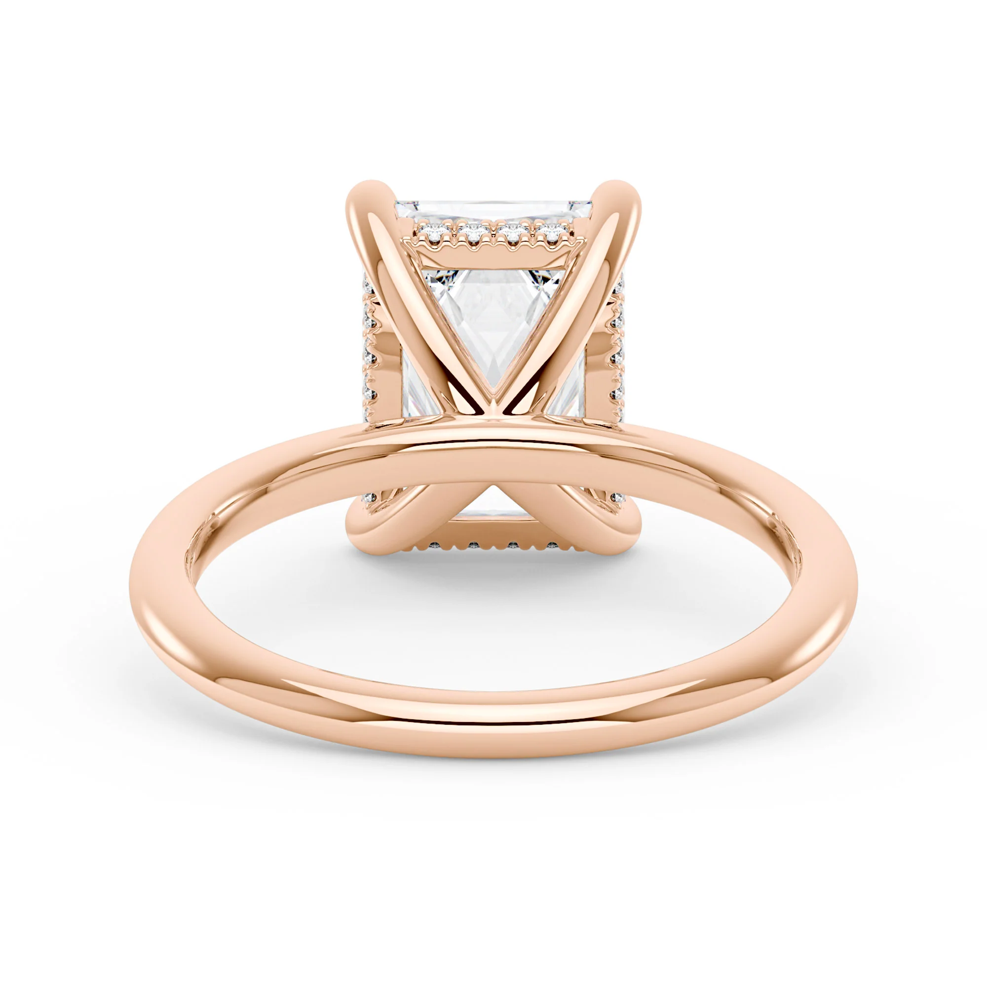Radiant Moissanite Solitaire Ring with Hidden Halo - Image 9