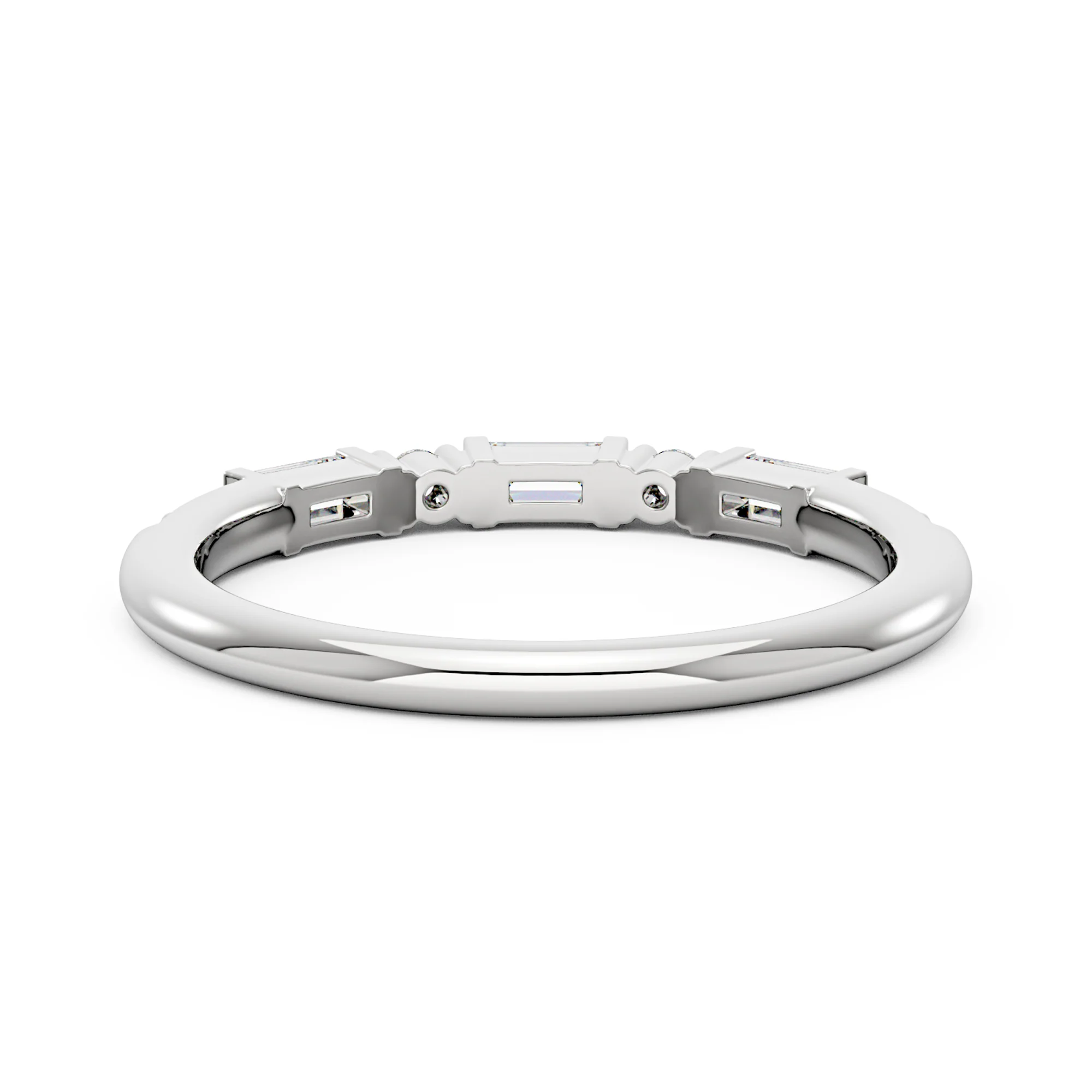 Art Deco Emerald Round Moissanite Half Eternity Band - Image 3