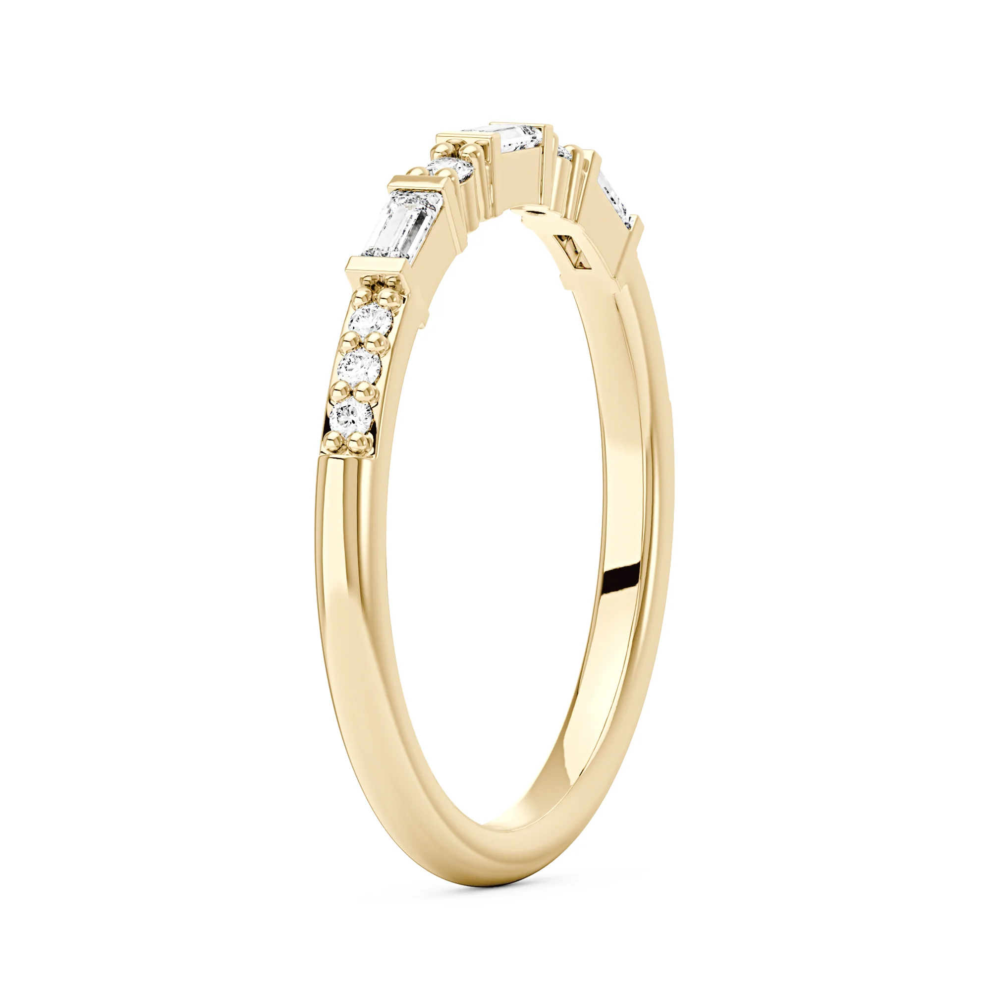 Art Deco Emerald Round Moissanite Half Eternity Band - Image 5