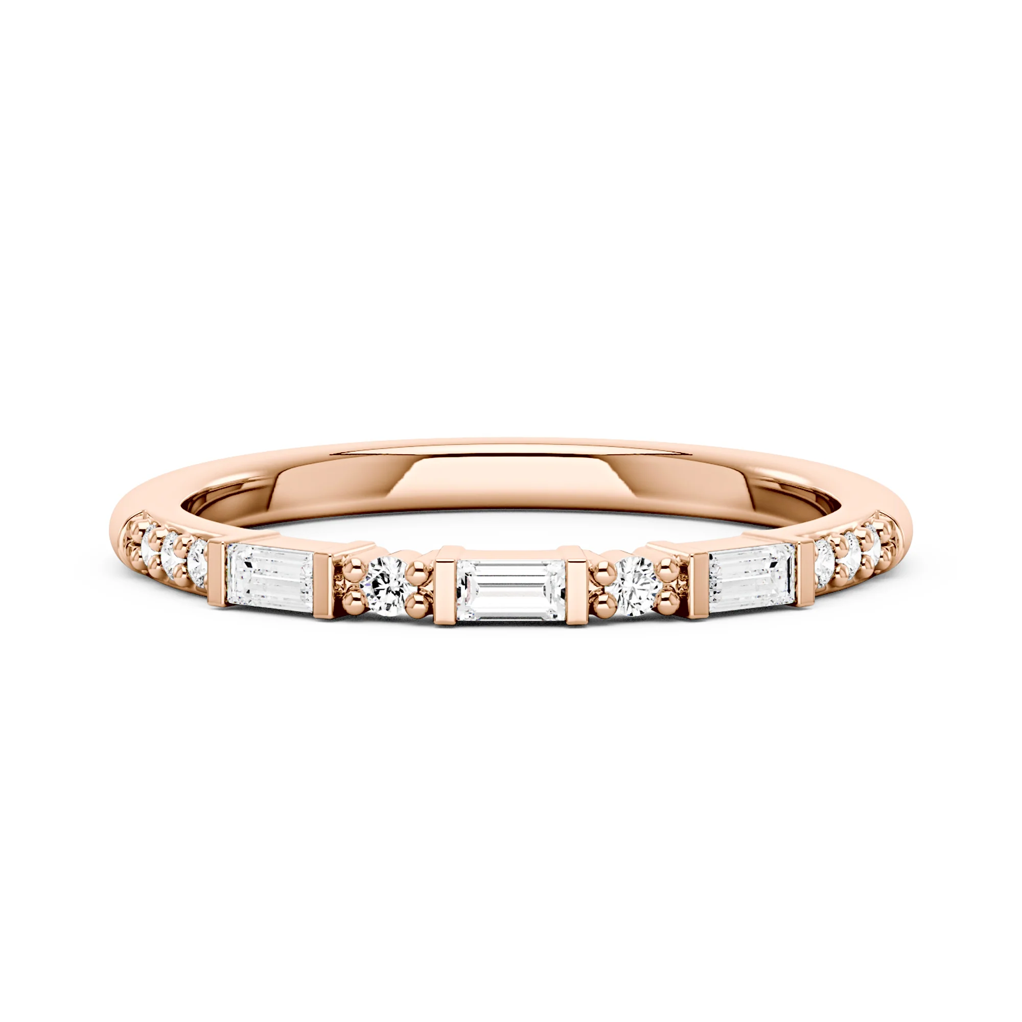 Art Deco Emerald Round Moissanite Half Eternity Band - Image 7