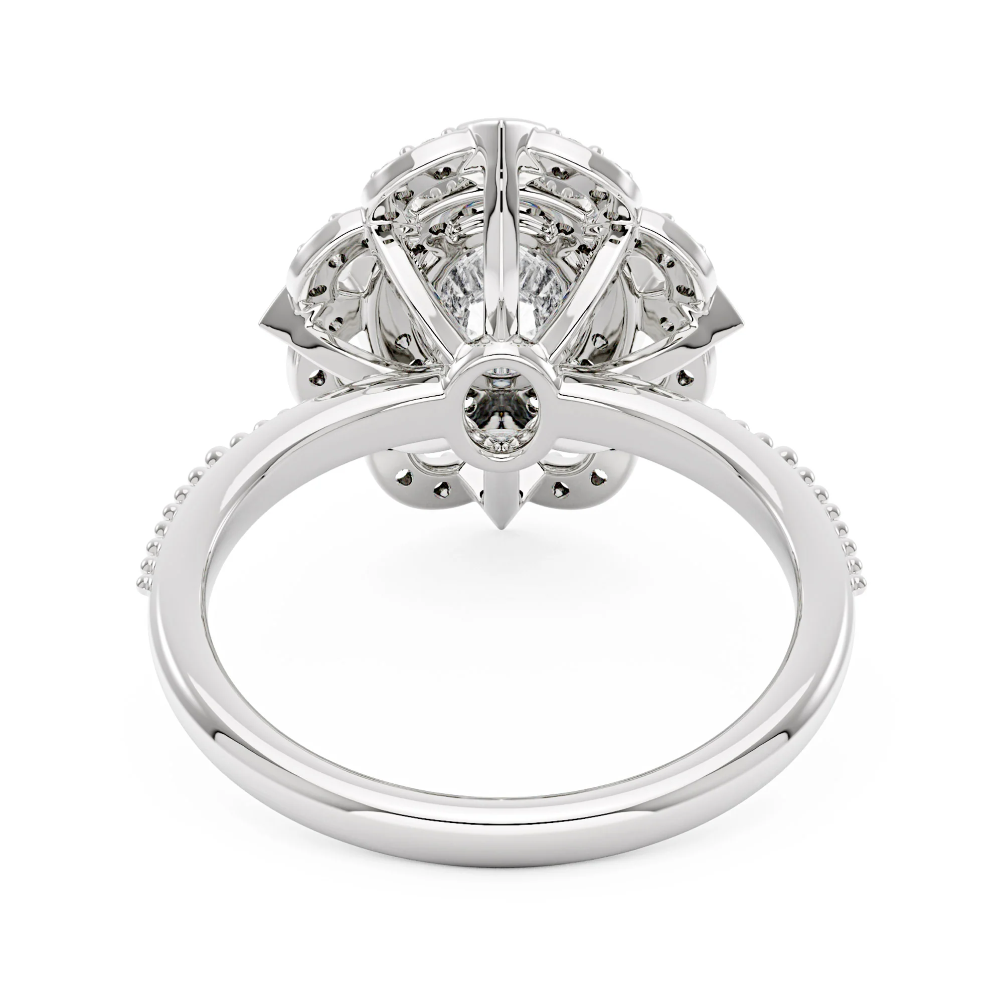 Art Deco Oval Pavé Halo Moissanite Ring - Image 3