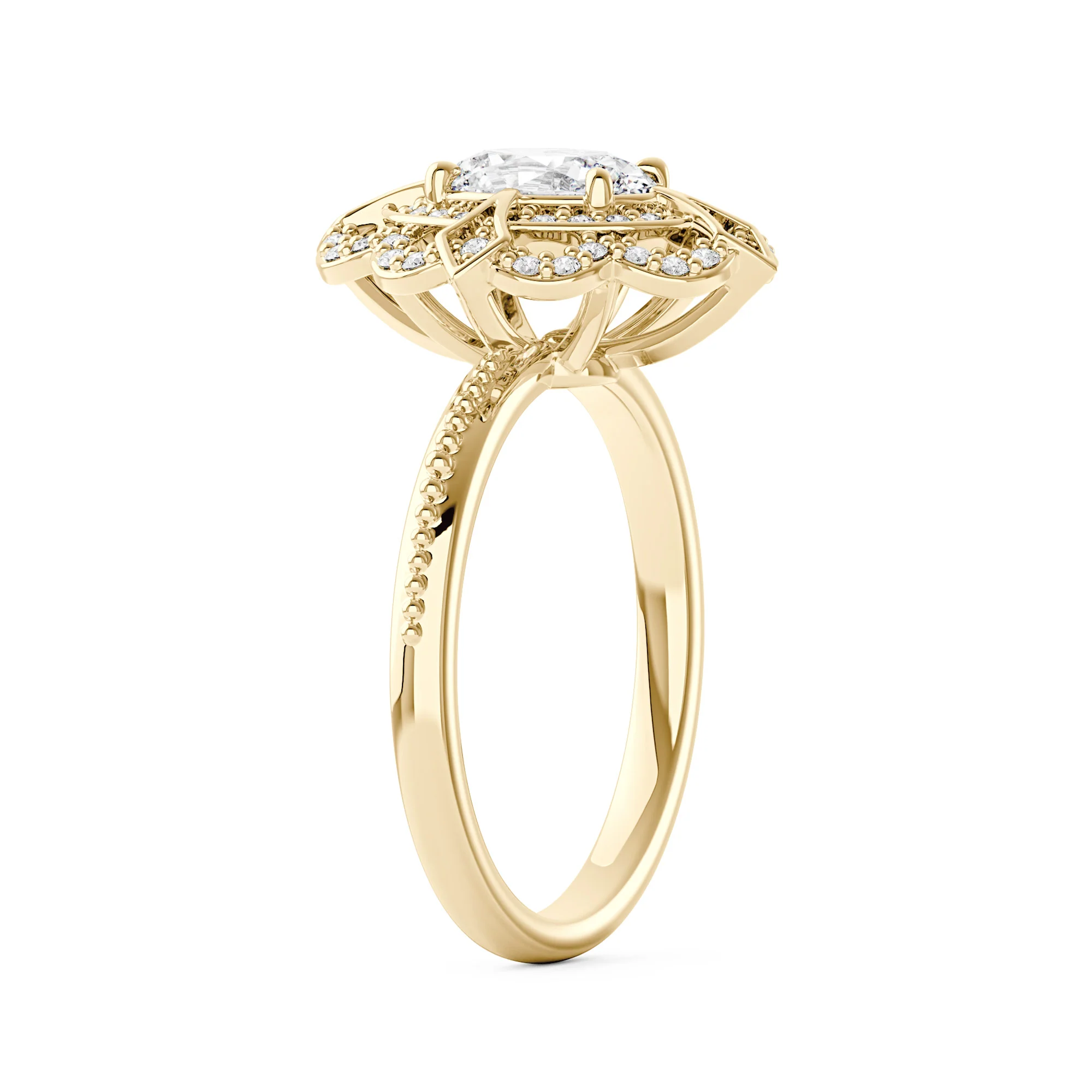 Art Deco Oval Pavé Halo Moissanite Ring - Image 5