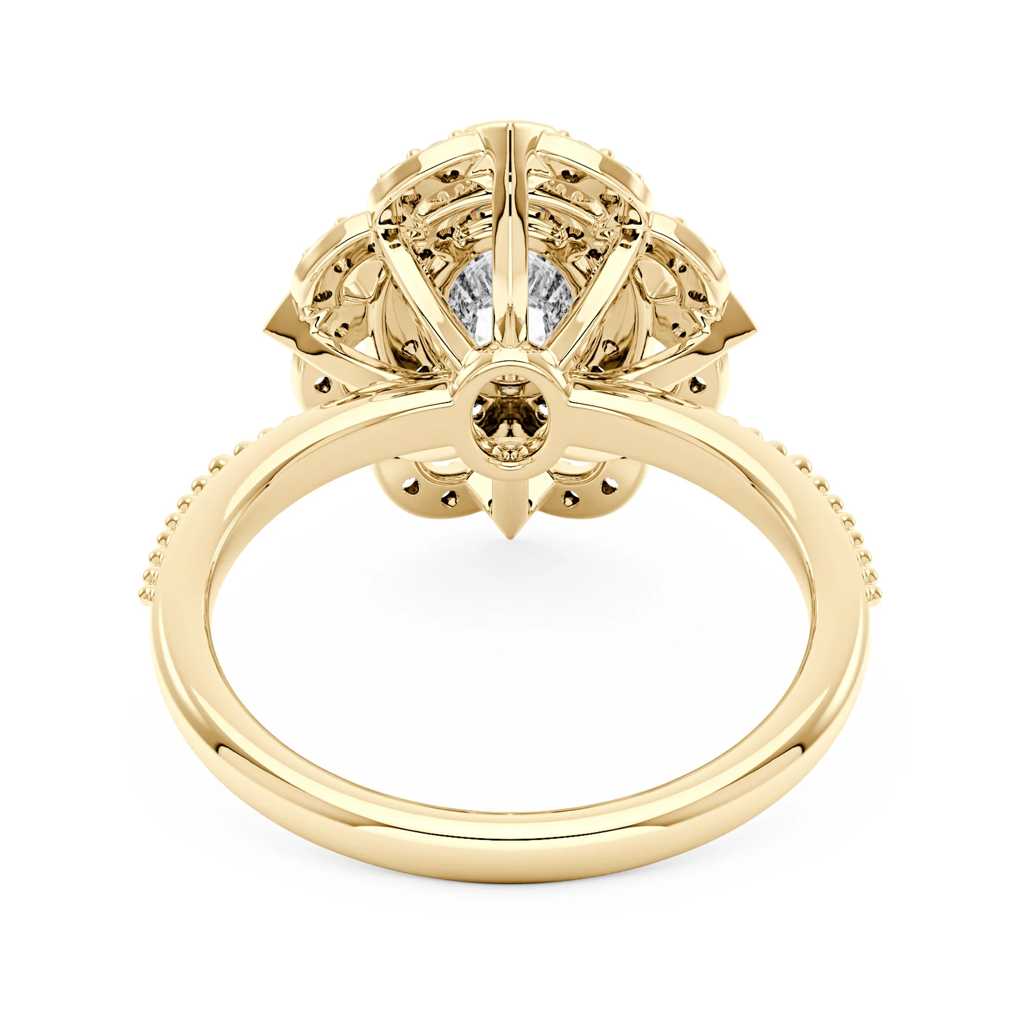 Art Deco Oval Pavé Halo Moissanite Ring - Image 6