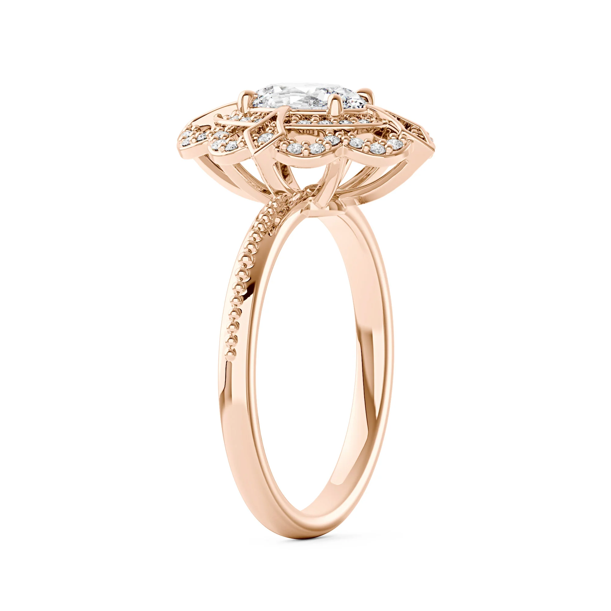 Art Deco Oval Pavé Halo Moissanite Ring - Image 8
