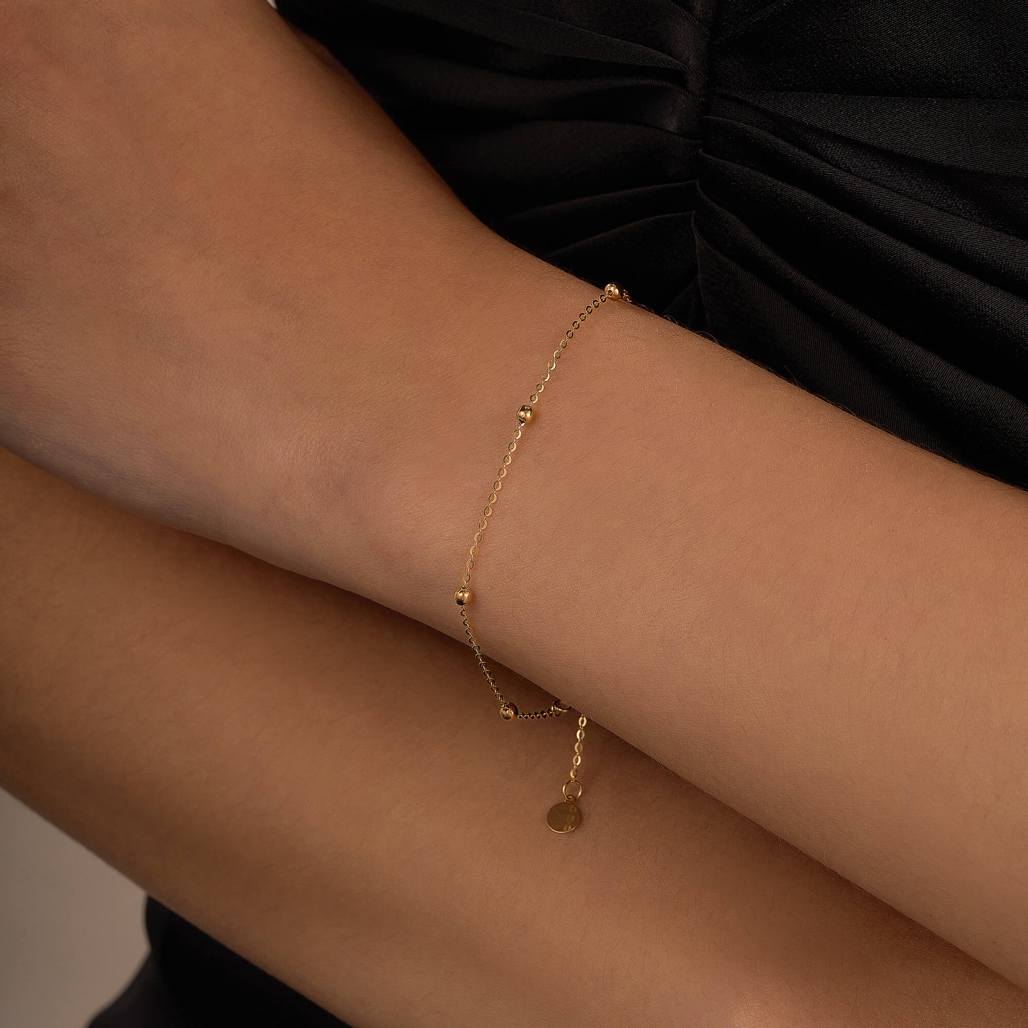 Bead Station Bracelet in 14K Gold - Image 5