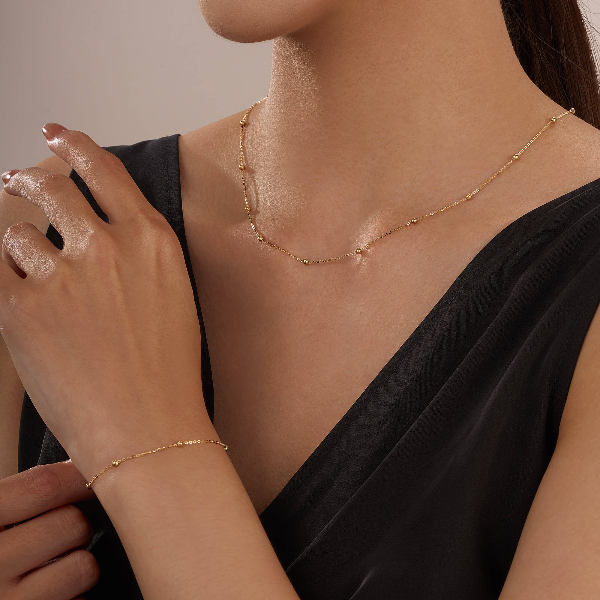 Bead Station Bracelet in 14K Gold - Image 6