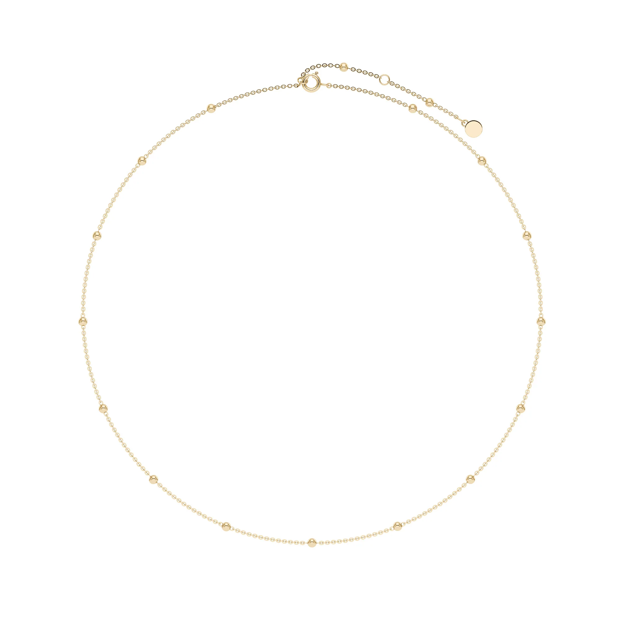 Bead Station Necklace in 14K Gold - Image 5