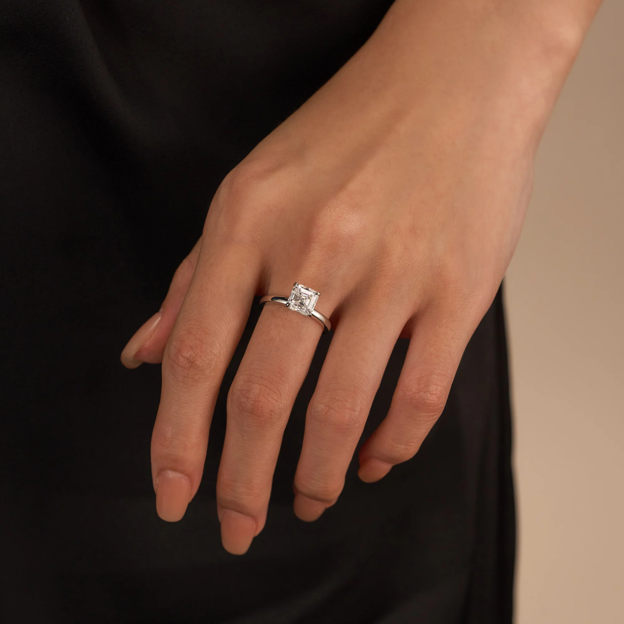 Classic Asscher Cut Moissanite Solitaire Ring - Image 11