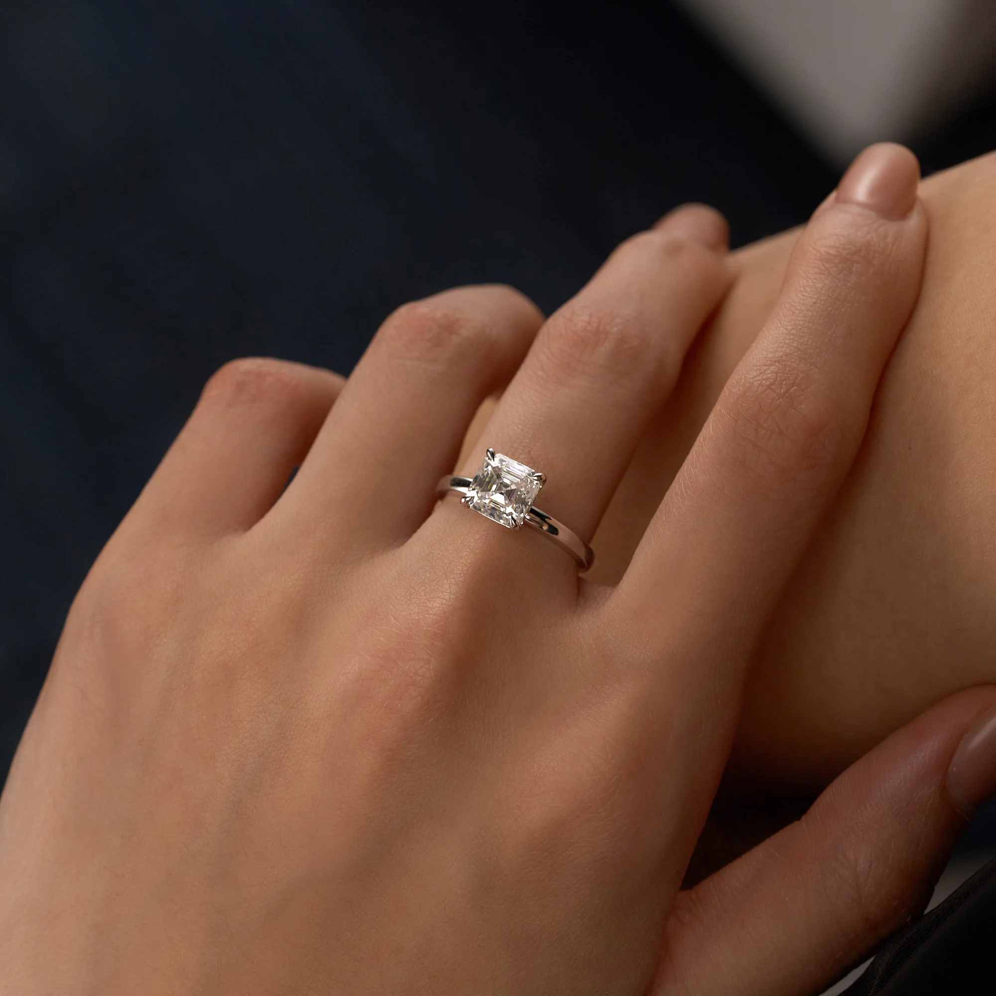Classic Asscher Cut Moissanite Solitaire Ring - Image 12