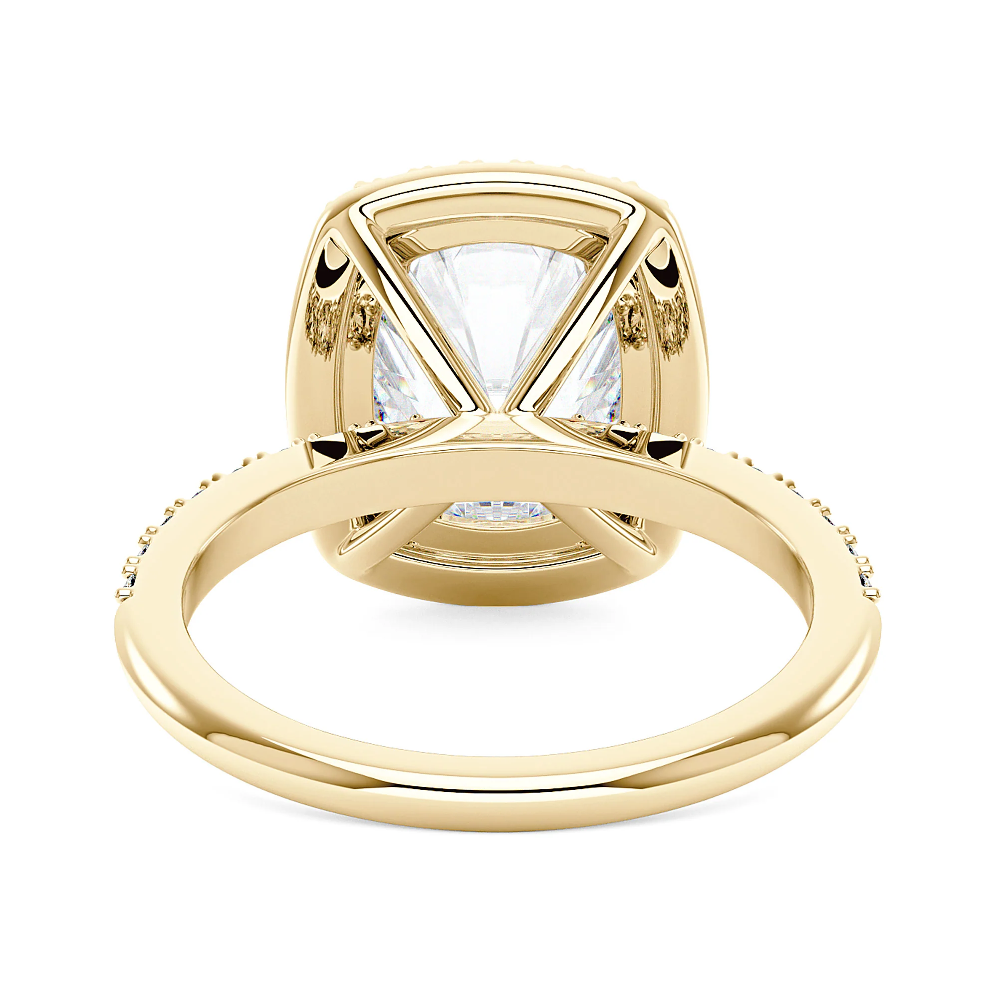 Classic Cushion Halo Moissanite Ring with Pavé Band - Image 6