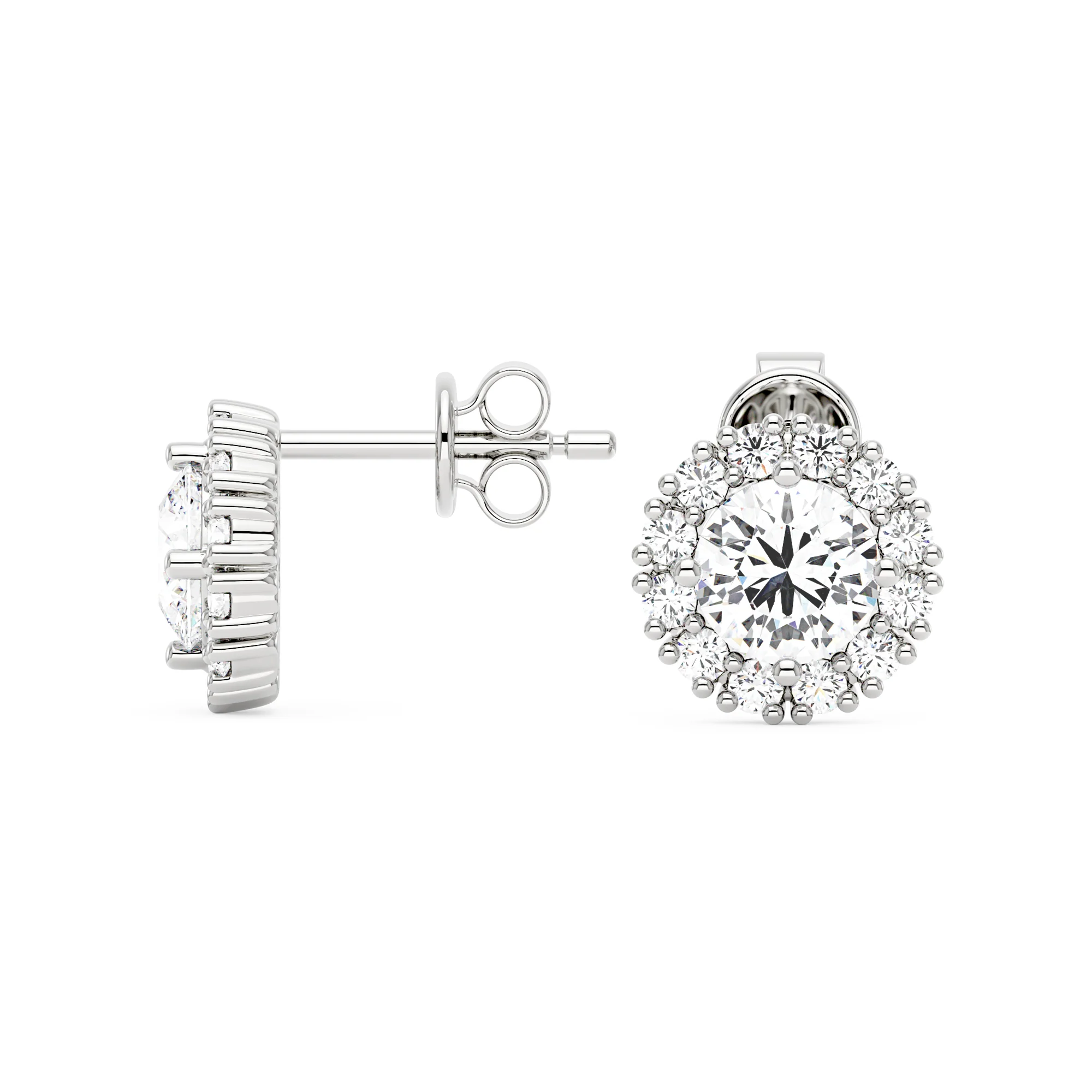 Classic Moissanite Halo Stud Earrings - Image 3