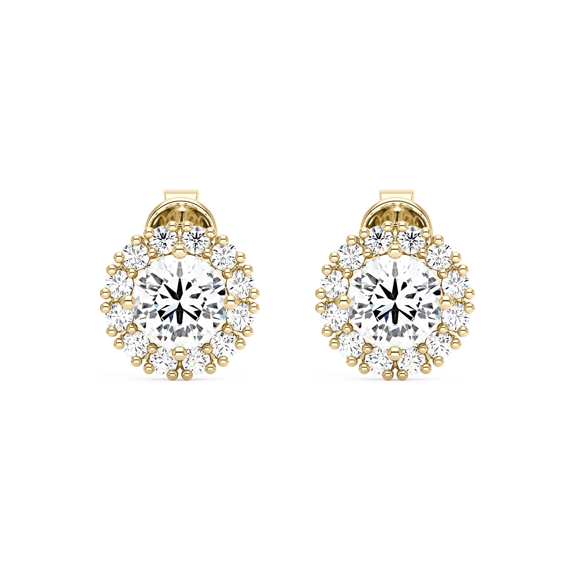 Classic Moissanite Halo Stud Earrings - Image 4