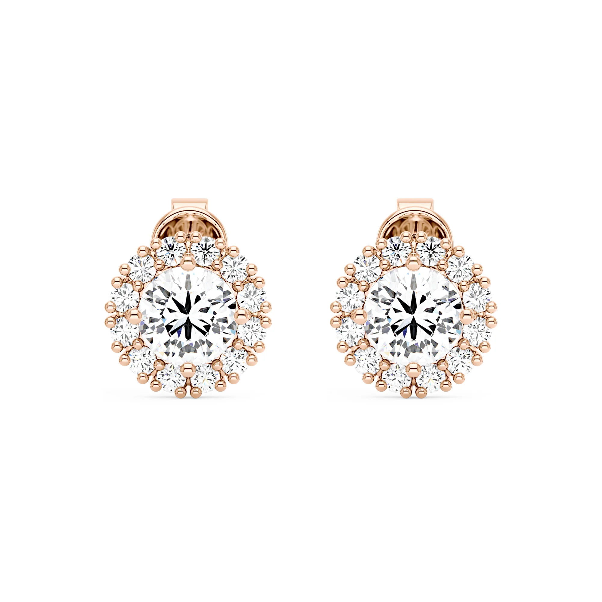 Classic Moissanite Halo Stud Earrings - Image 7