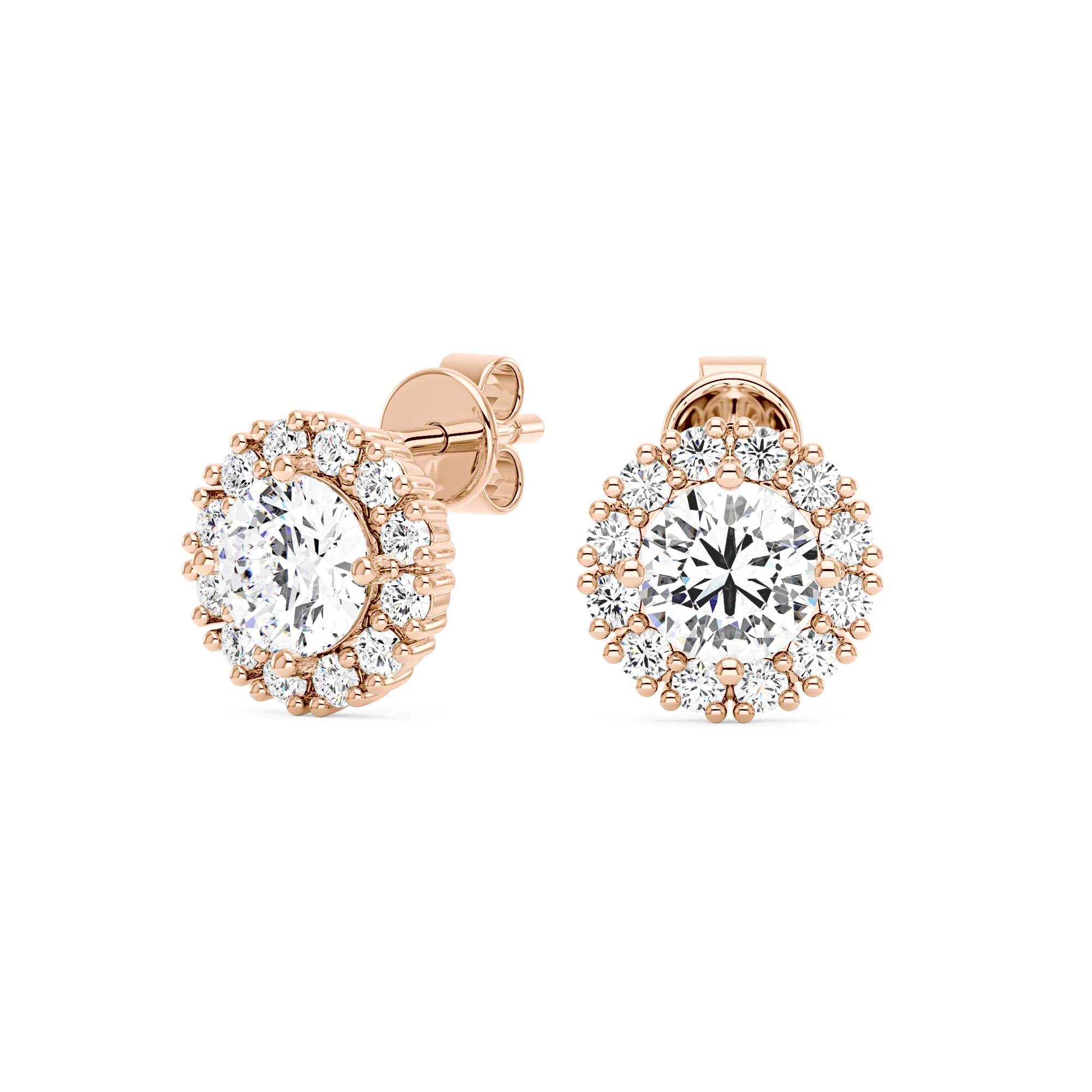 Classic Moissanite Halo Stud Earrings - Image 8