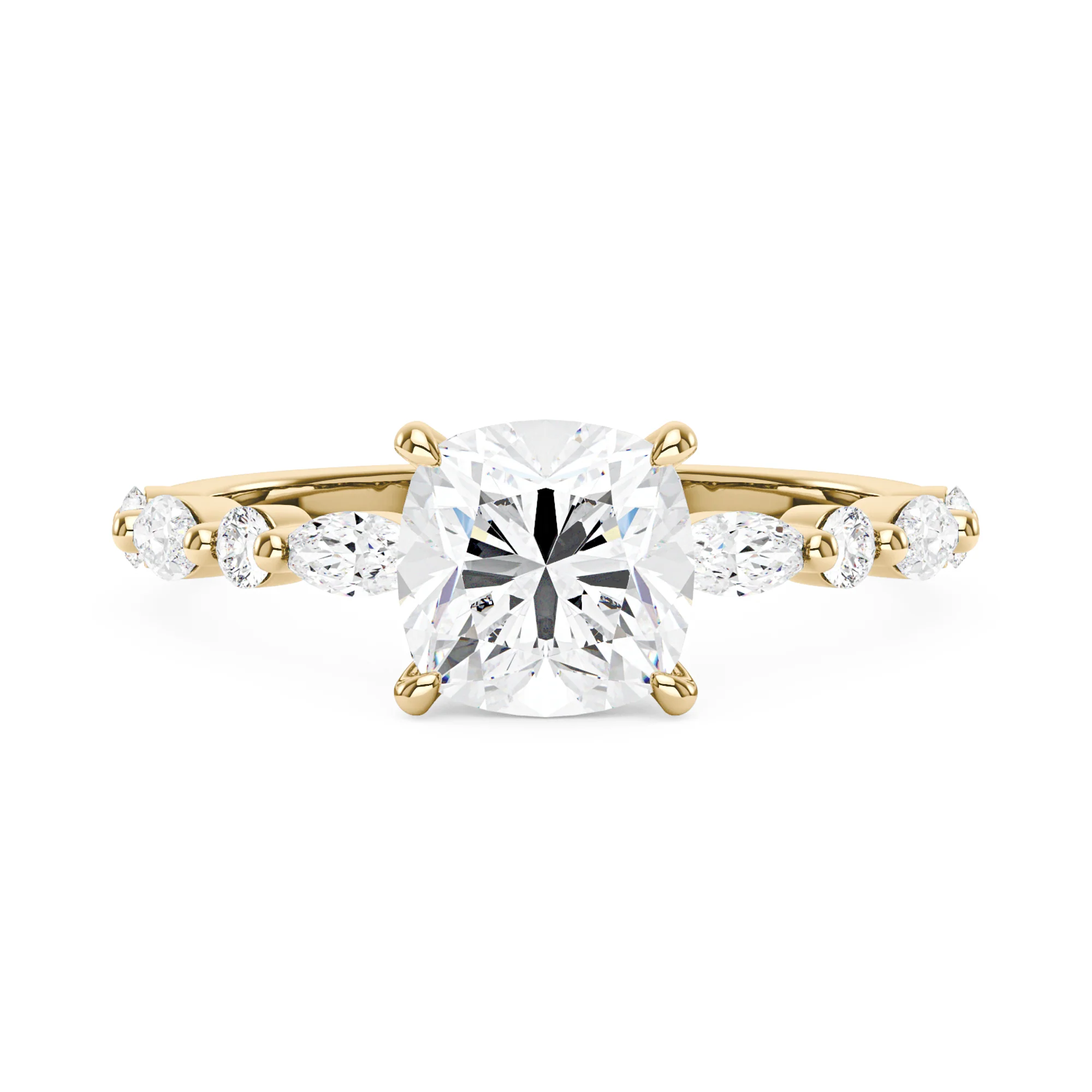 Cushion Cut Moissanite Accented Band Engagement Ring - Image 4