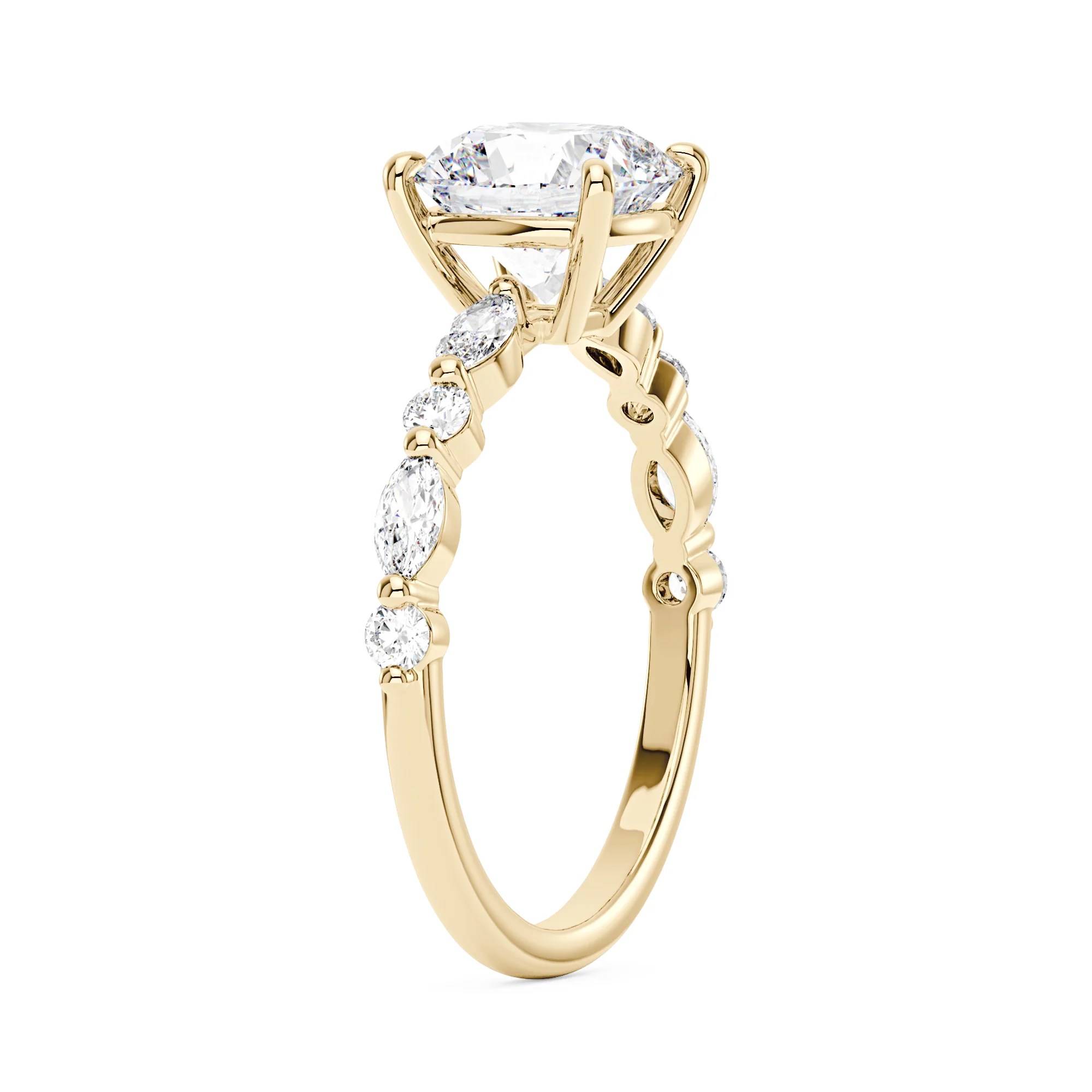 Cushion Cut Moissanite Accented Band Engagement Ring - Image 5