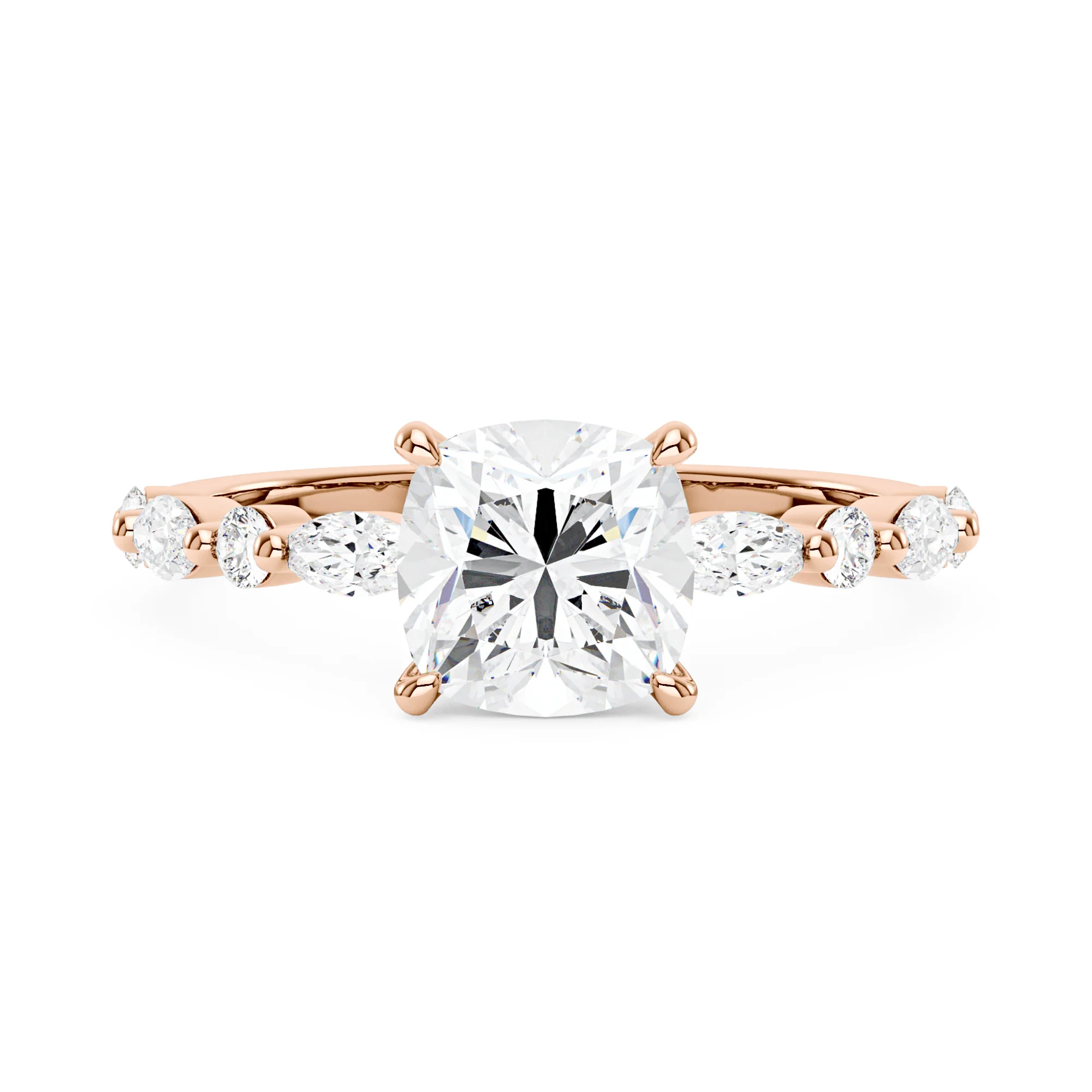 Cushion Cut Moissanite Accented Band Engagement Ring - Image 7