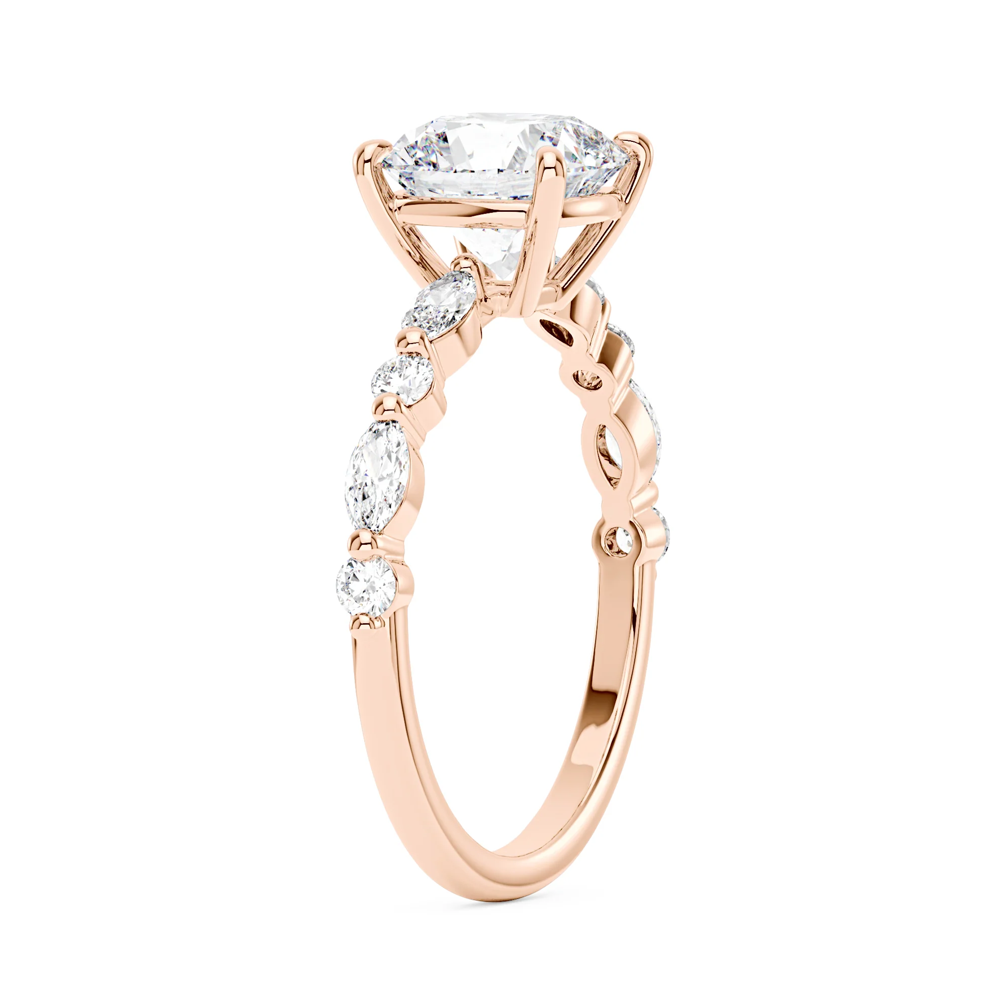 Cushion Cut Moissanite Accented Band Engagement Ring - Image 8