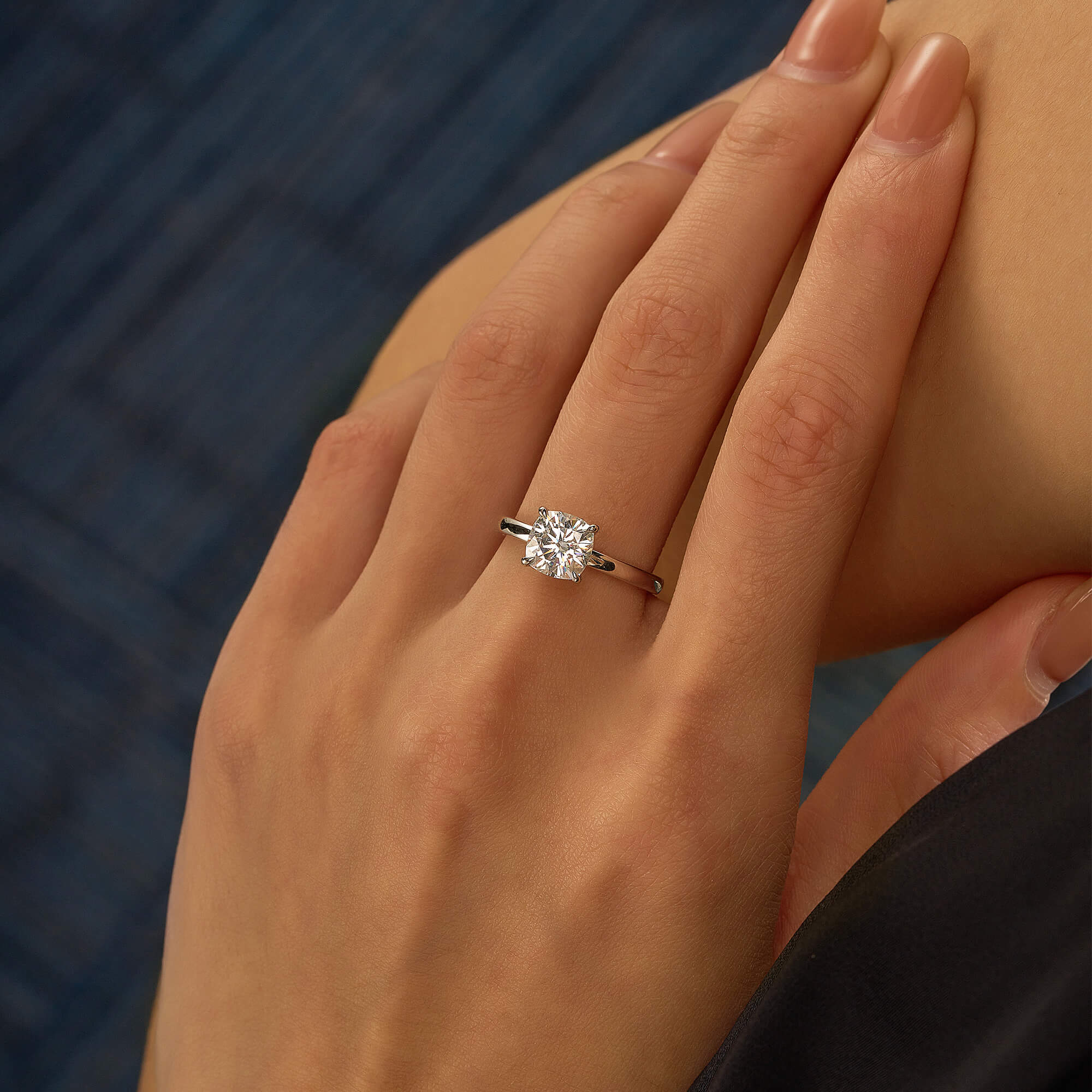 Cushion-Cut Moissanite Solitaire Engagement Ring - Image 10