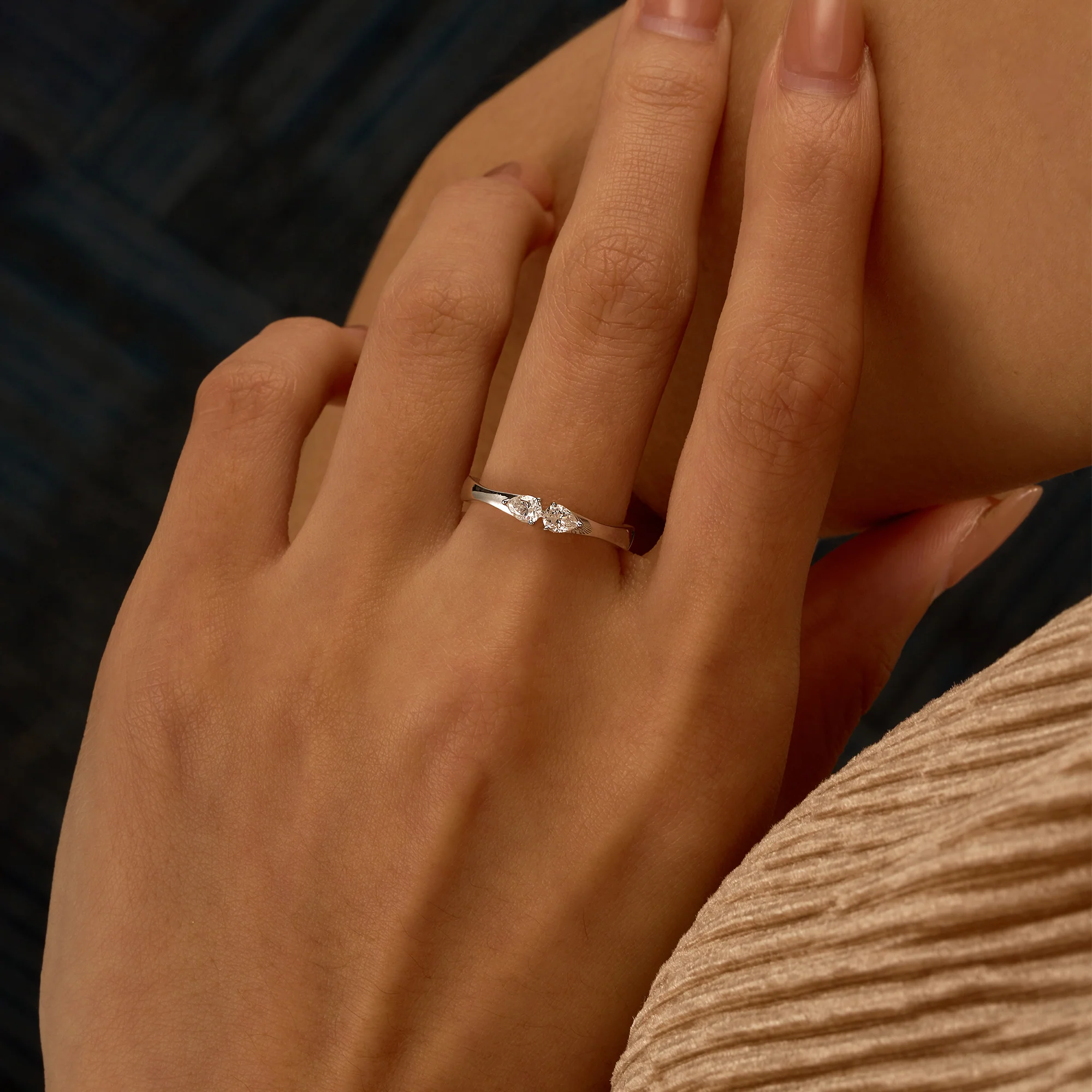Twin Pear Moissanite Stackable Band - Image 12